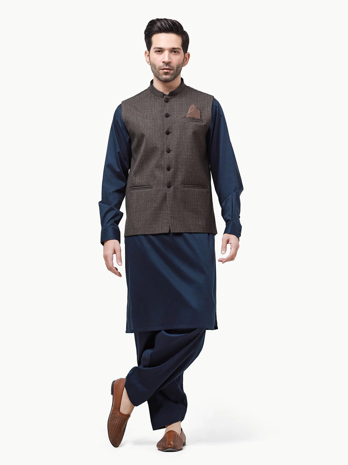 Men's Dark Brown Waist Coat - EMTWC23-35862