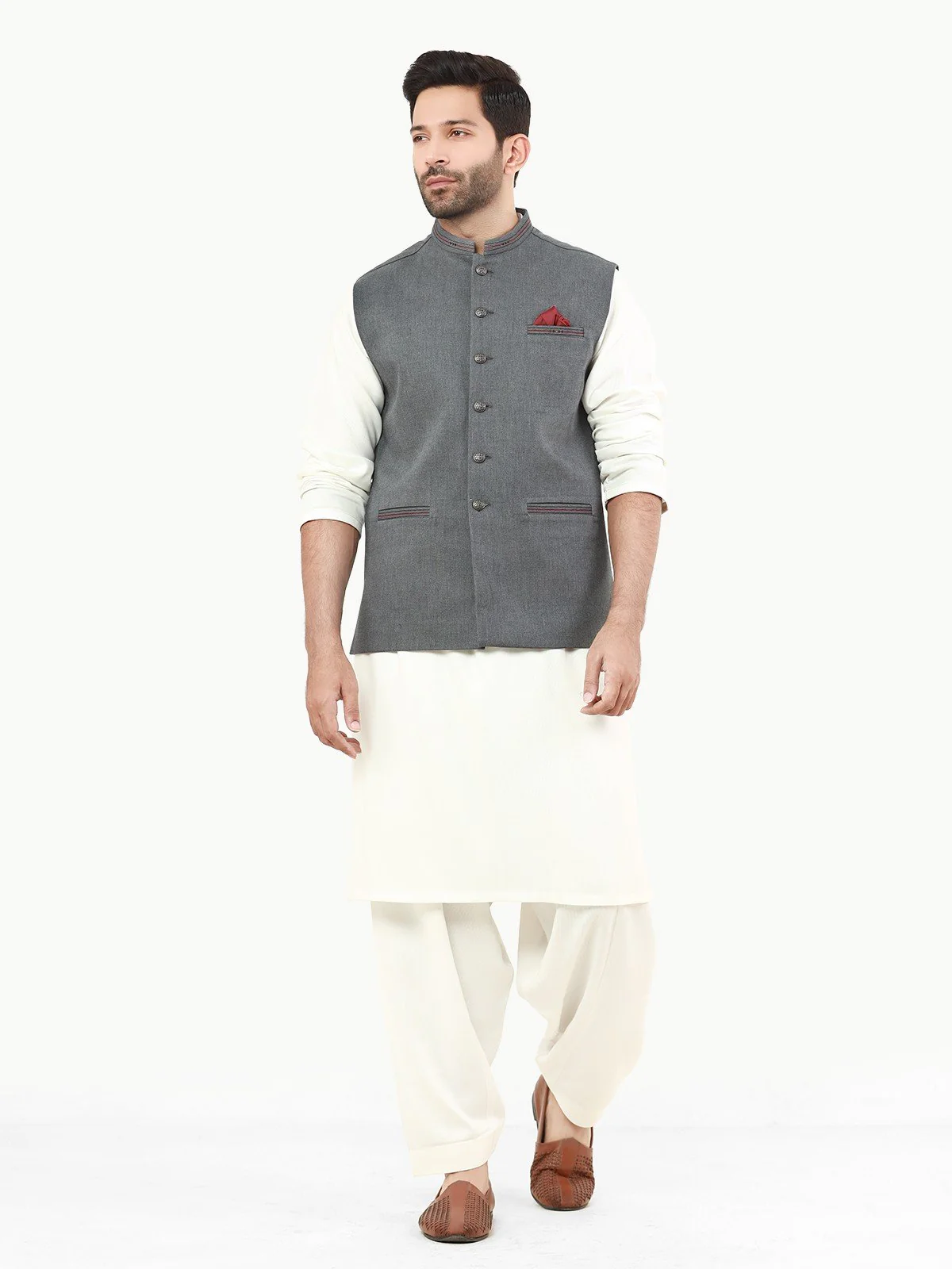 Men's Dark Grey Waist Coat - EMTWC22-35812