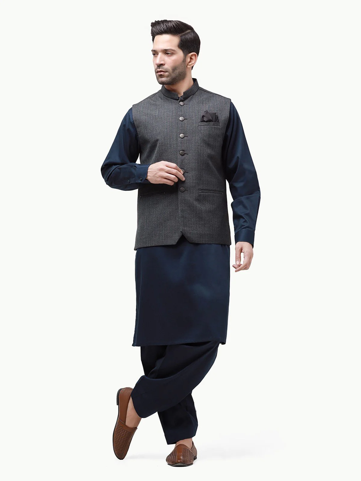 Men's Dark Grey Waist Coat - EMTWC23-35857