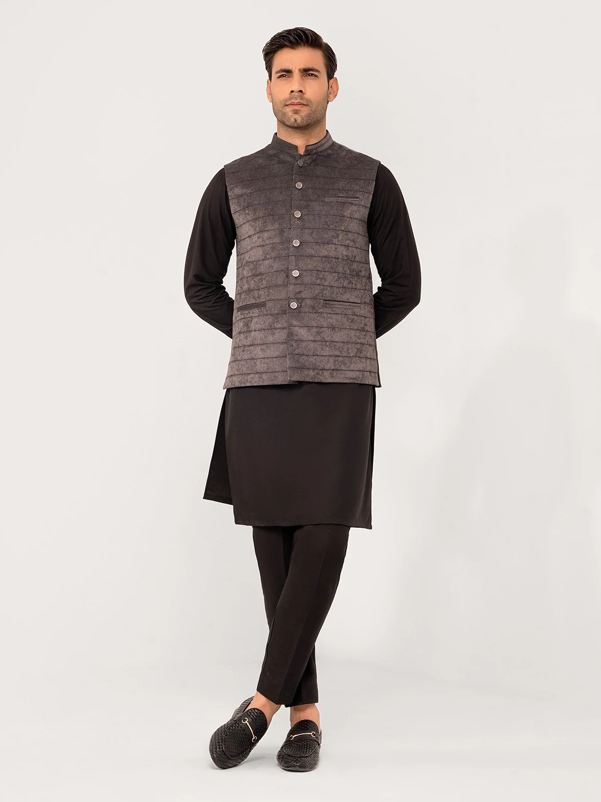 Men's Dark Grey Waist Coat - EMTWC23-35891
