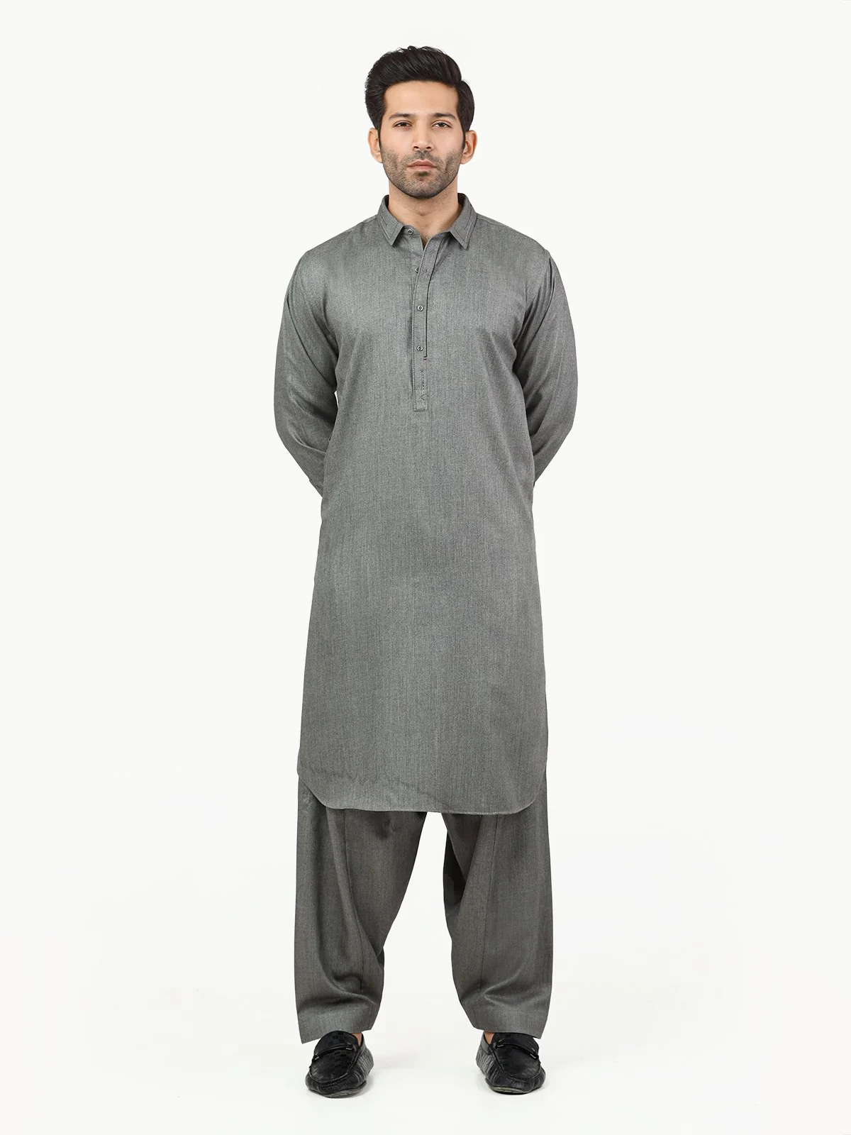 Men's Grey Shalwar Kameez - EMTKS22W-40976