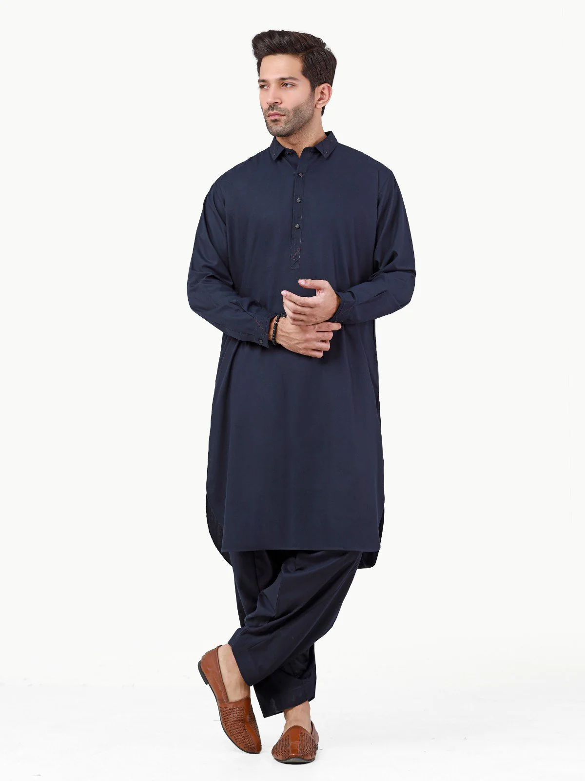 Men's Navy Blue Shalwar Kameez - EMTSW22S-99257