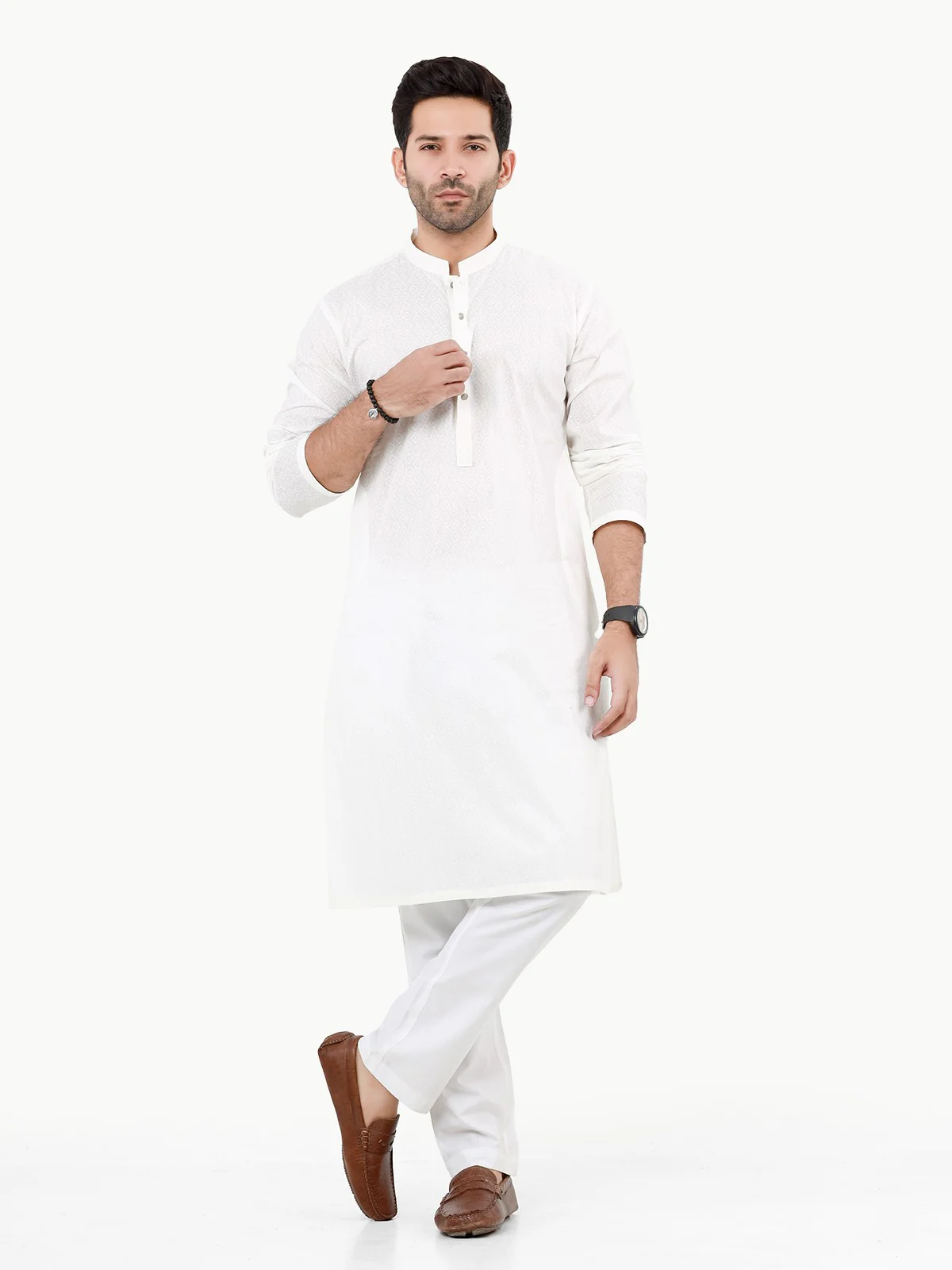 Men's Off White Kurta - EMTK22S-99232