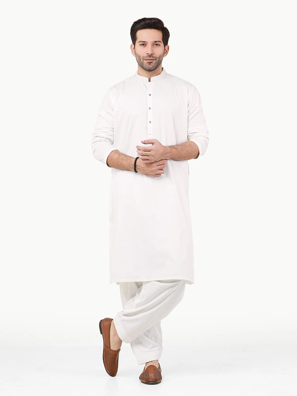 Men's Off White Shalwar Kameez - EMTKS22S-40983