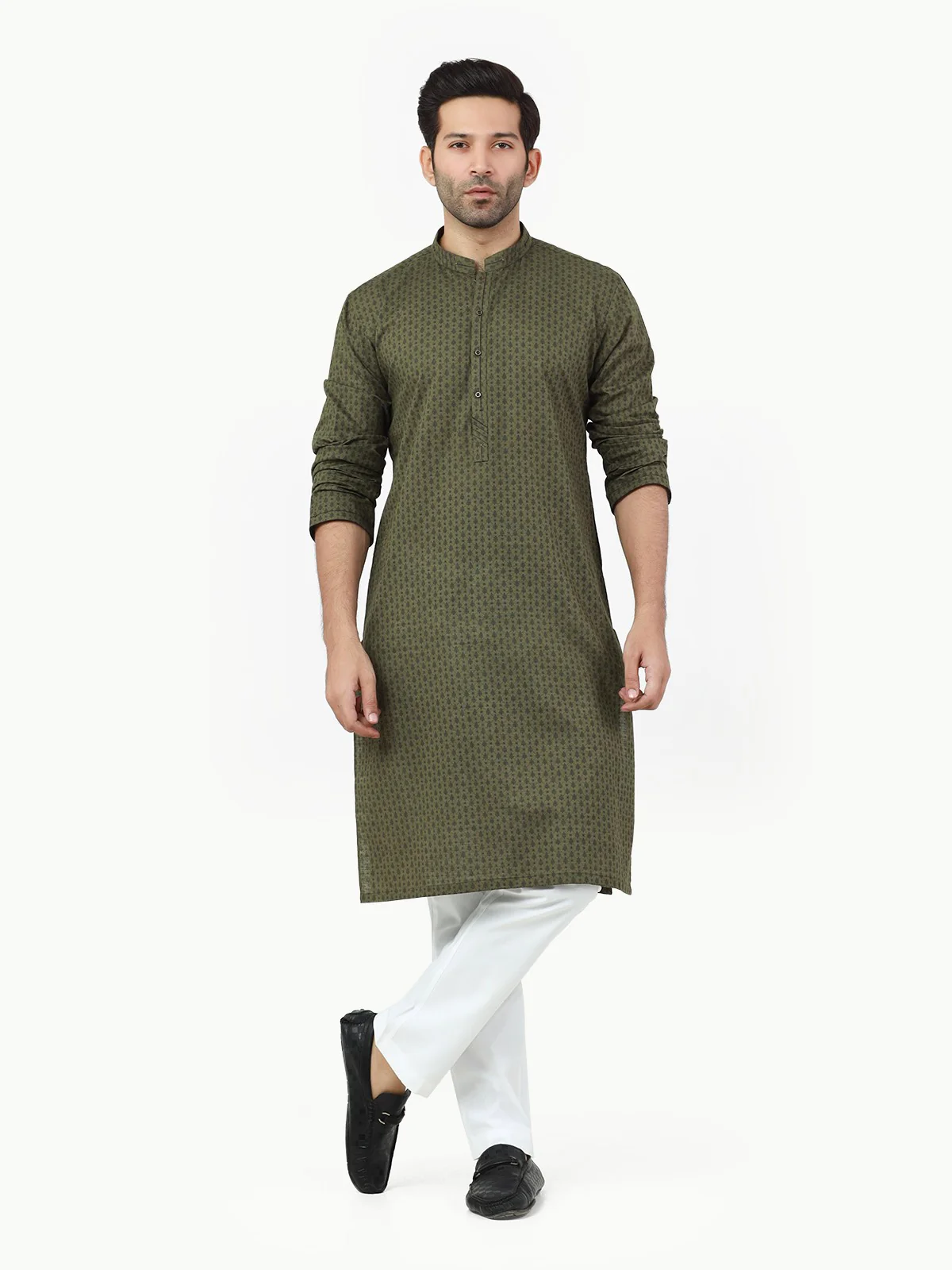 Men's Olive Green Kurta - EMTK22-99268