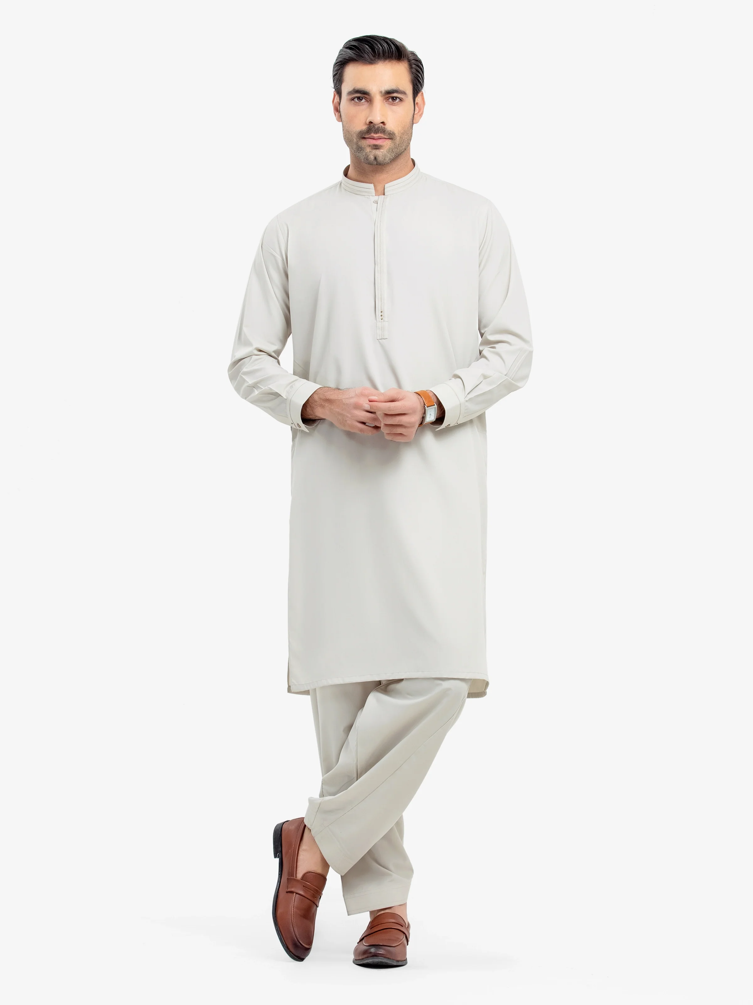 Men's Beige Shalwar Kameez - EMTKS25-41148