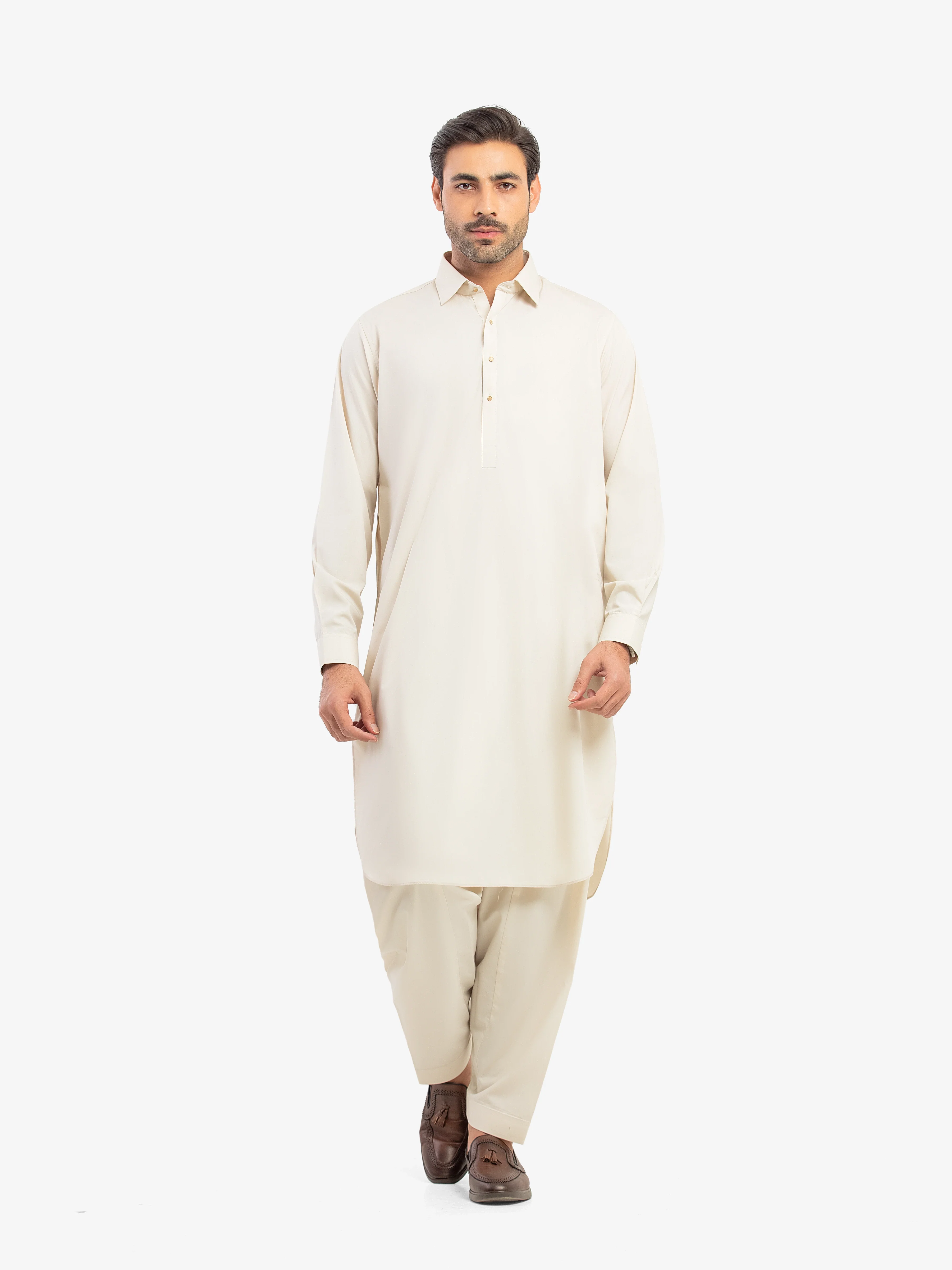 Men's Beige Shalwar Kameez - EMTKS5-41194