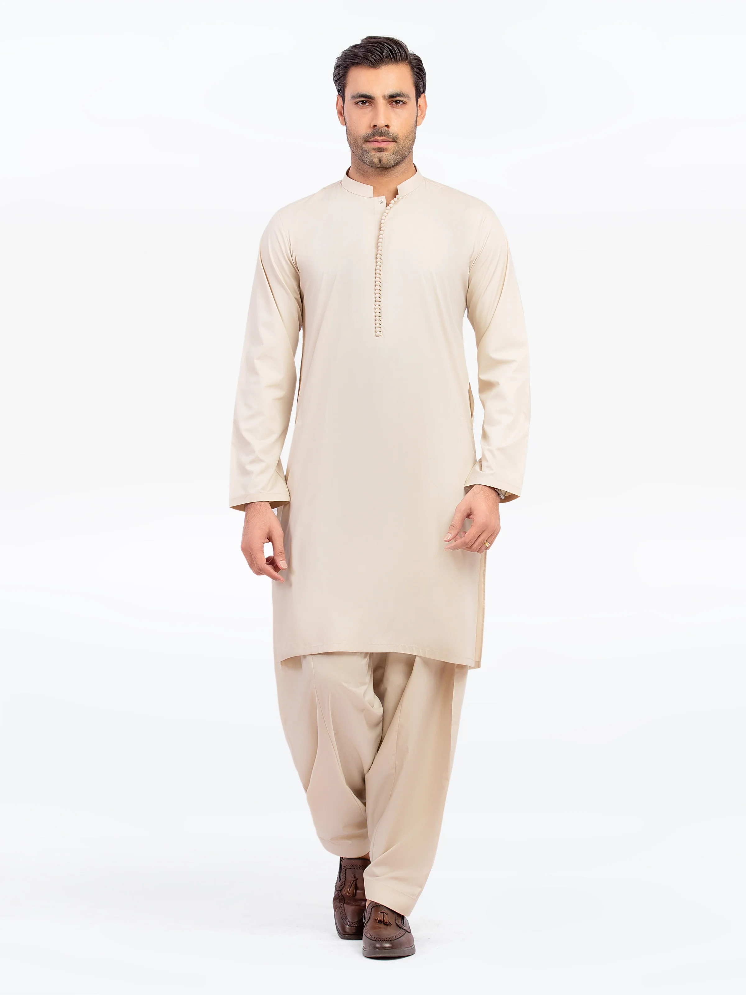Men's Beige Shalwar Kameez - EMTKST5-99574