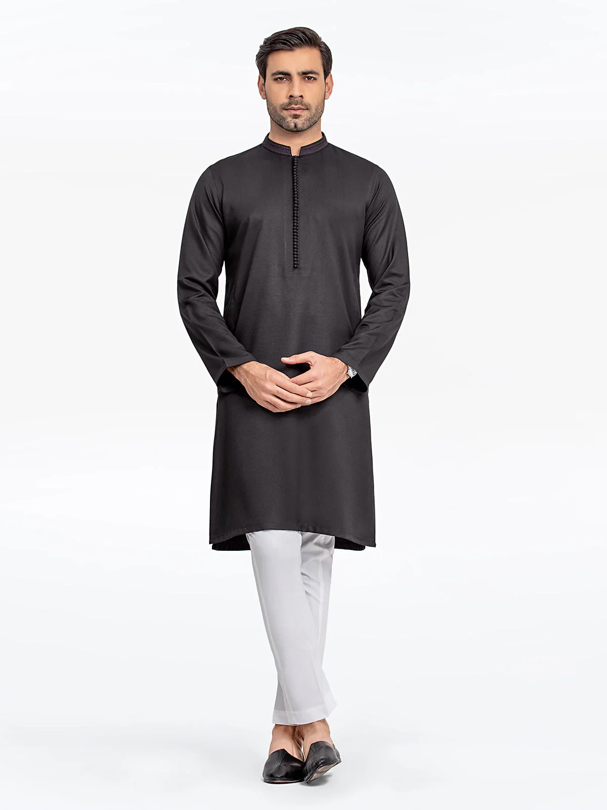Men's Black Kurta - EMTK24-99427