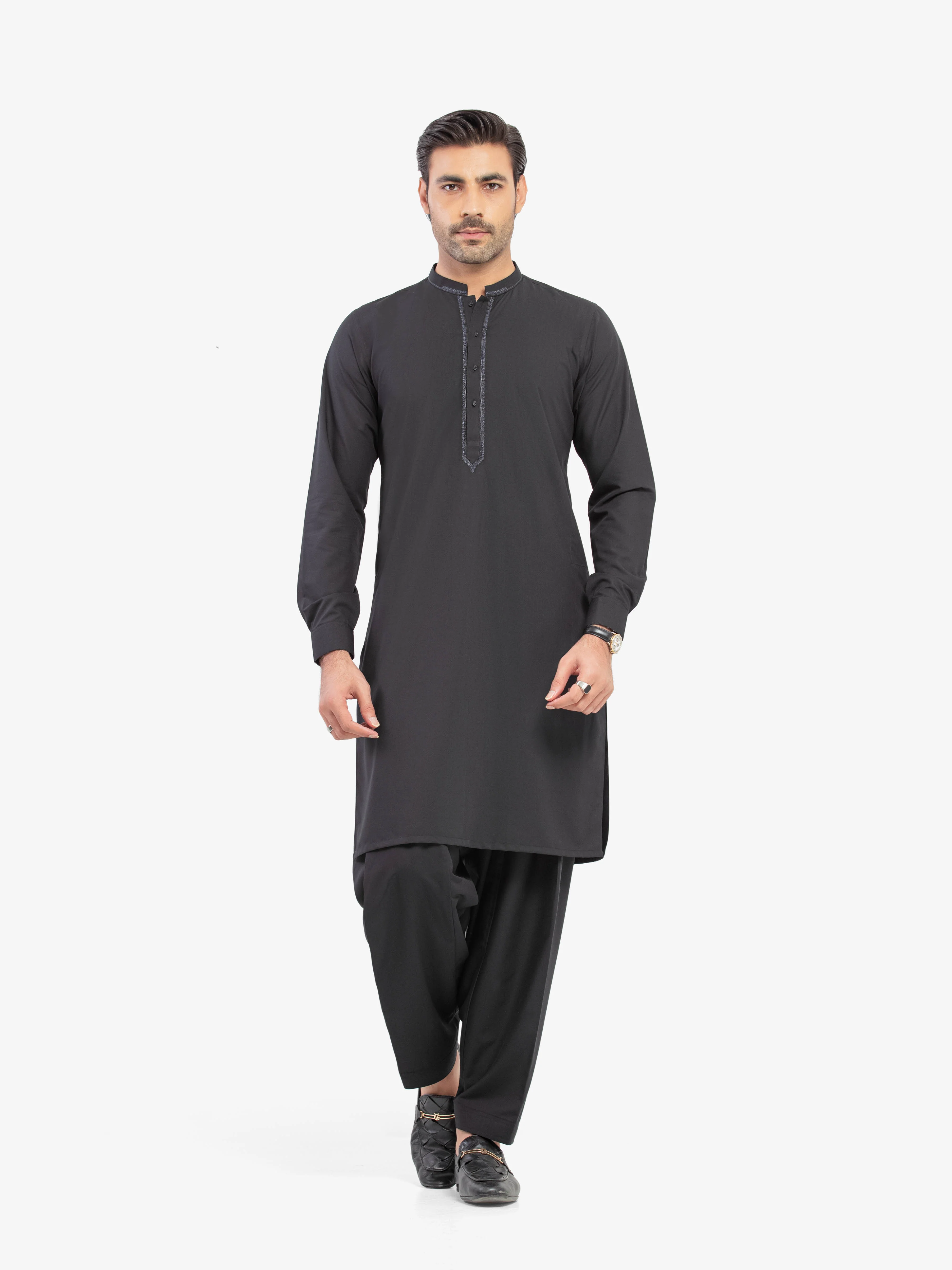 Men's Black Shalwar Kameez - EMTKST5-99603