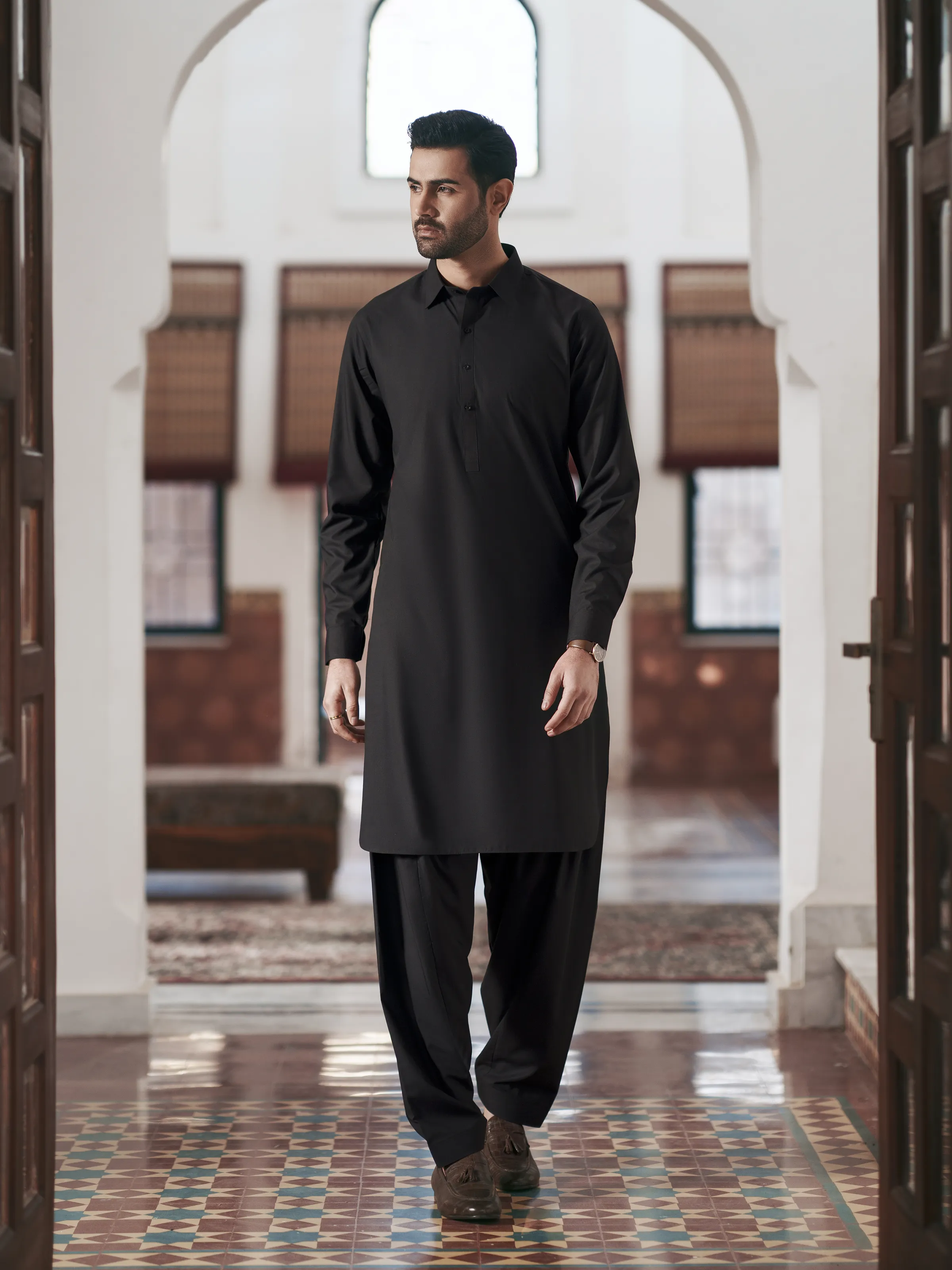 Men's Black Shalwar Kameez - EMTKST5-99631