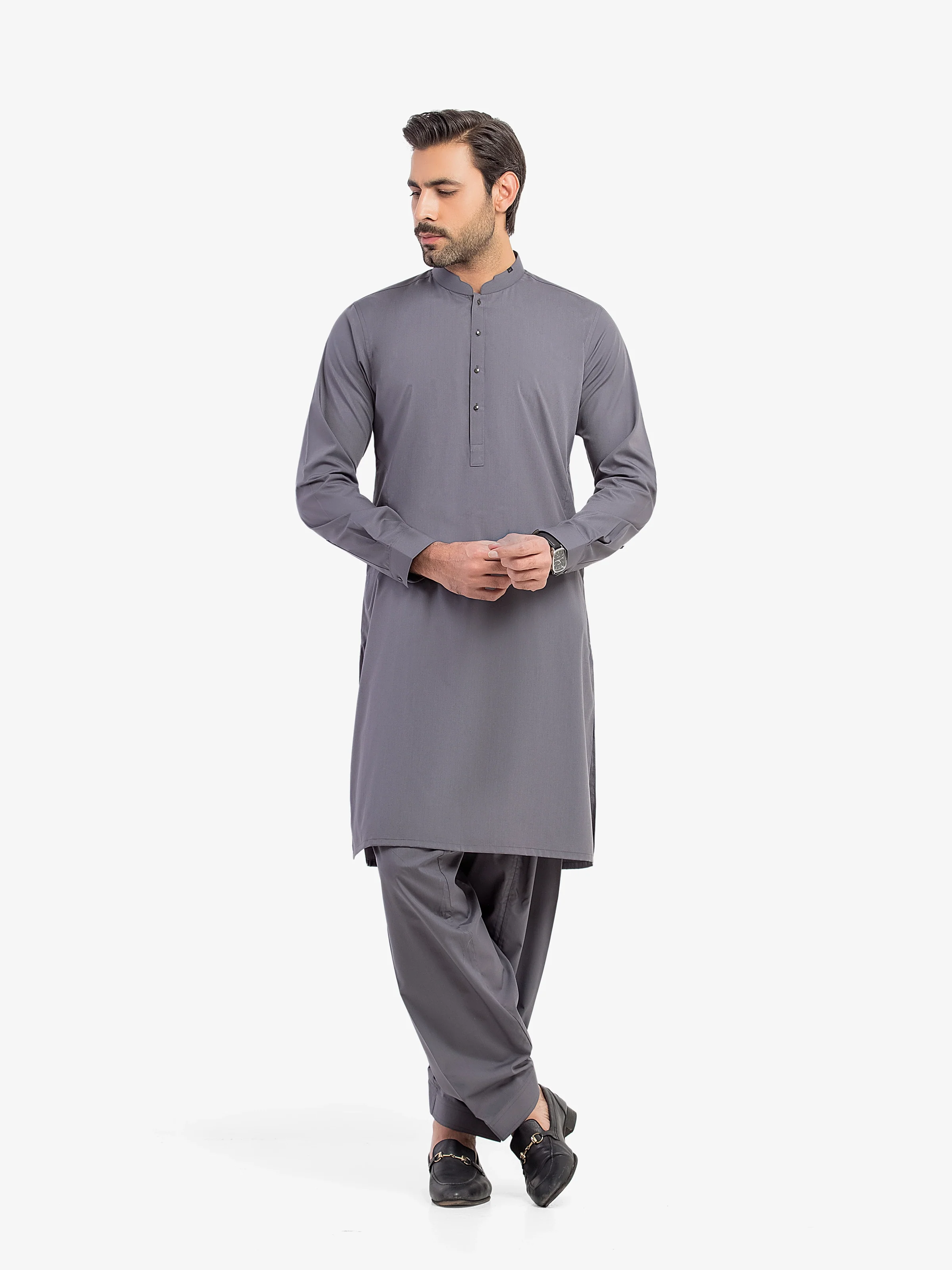Men's Bluish Grey Shalwar Kameez - EMTKS5-41212