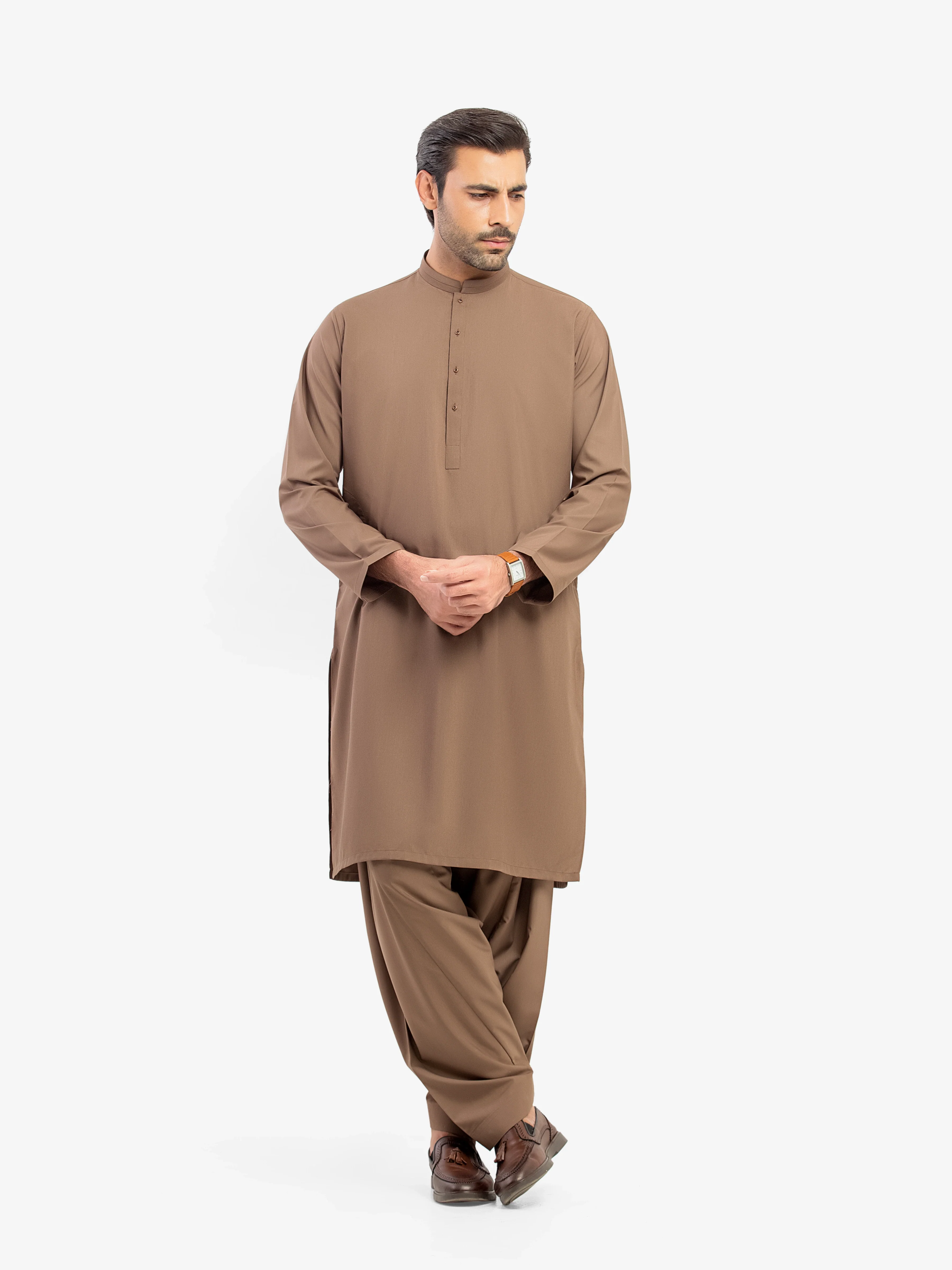 Men's Brown Shalwar Kameez - EMTKS5-41185