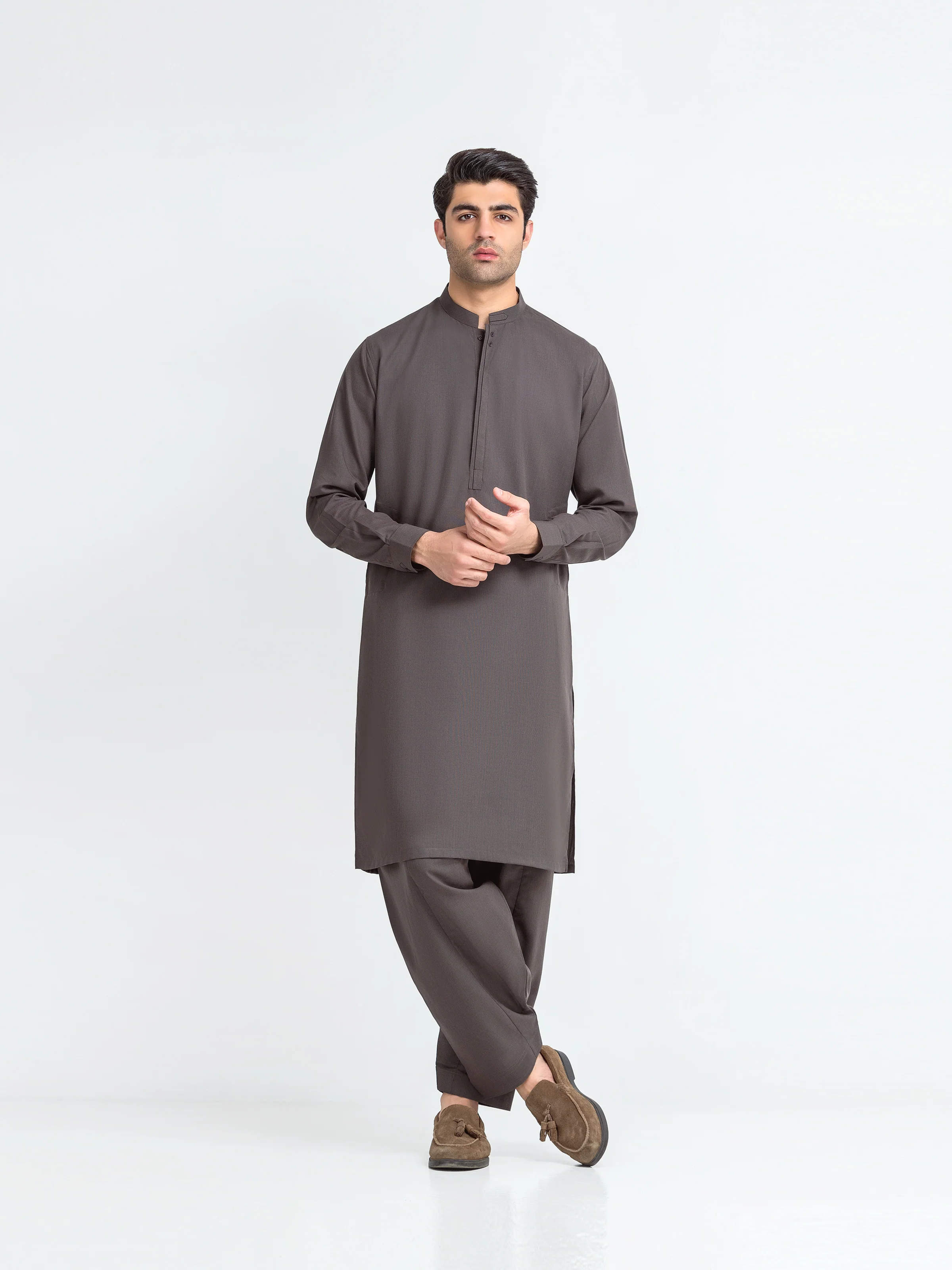 Men's Brown Kurta Shalwar - EMTKS6-41253