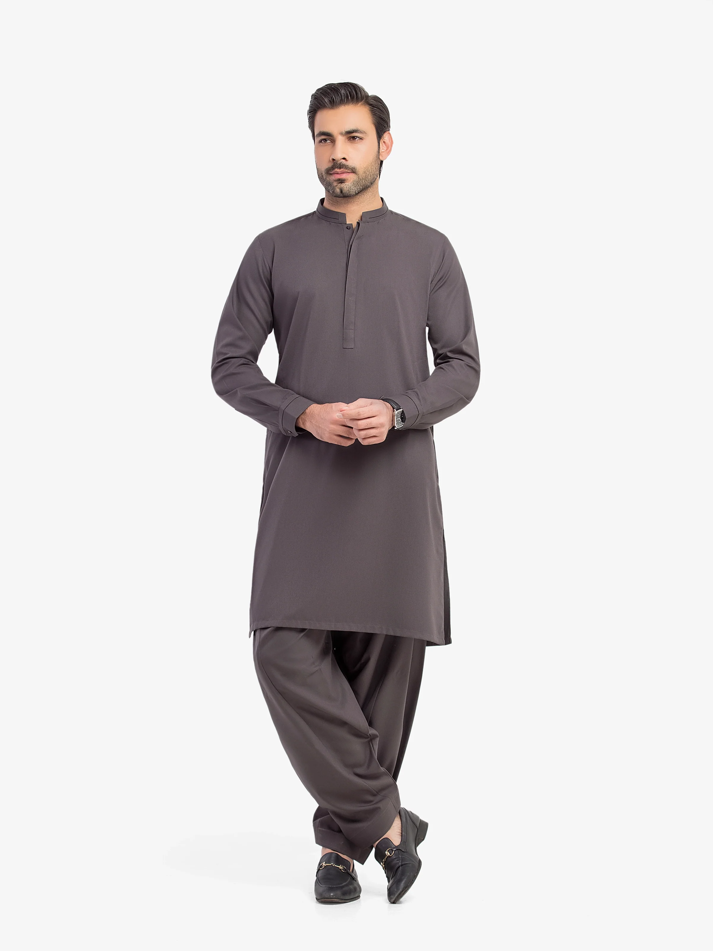 Men's Charcoal Shalwar Kameez - EMTKST5-99622