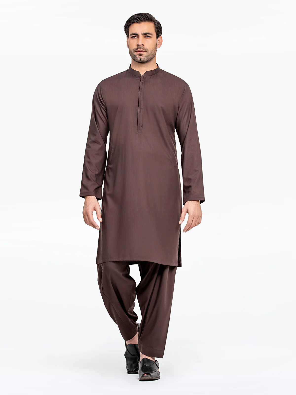 Men's Chocolate Brown Shalwar Kameez - EMTKS24-41092