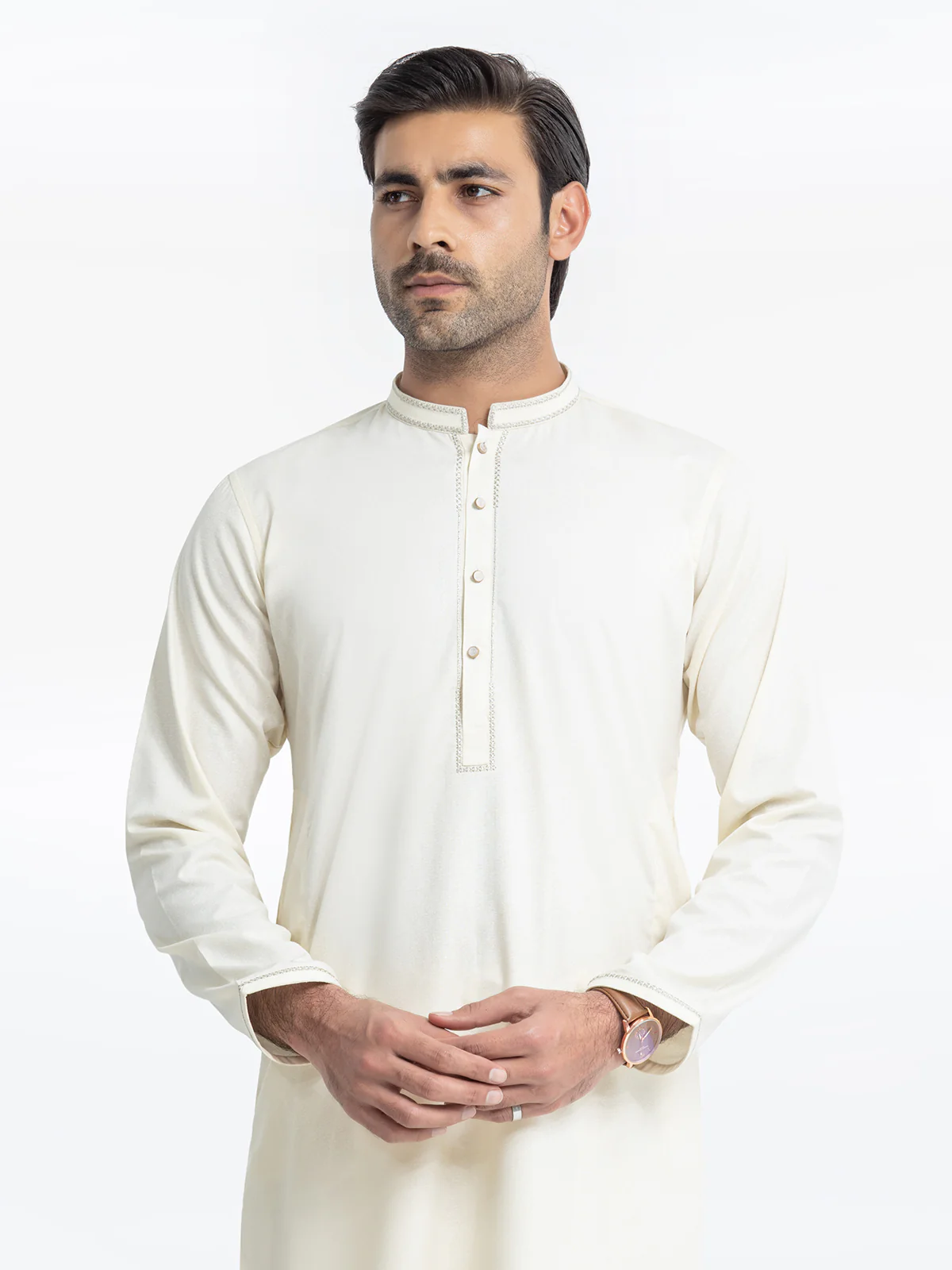 Men's Cream Shalwar Kameez - EMTKS24-41103