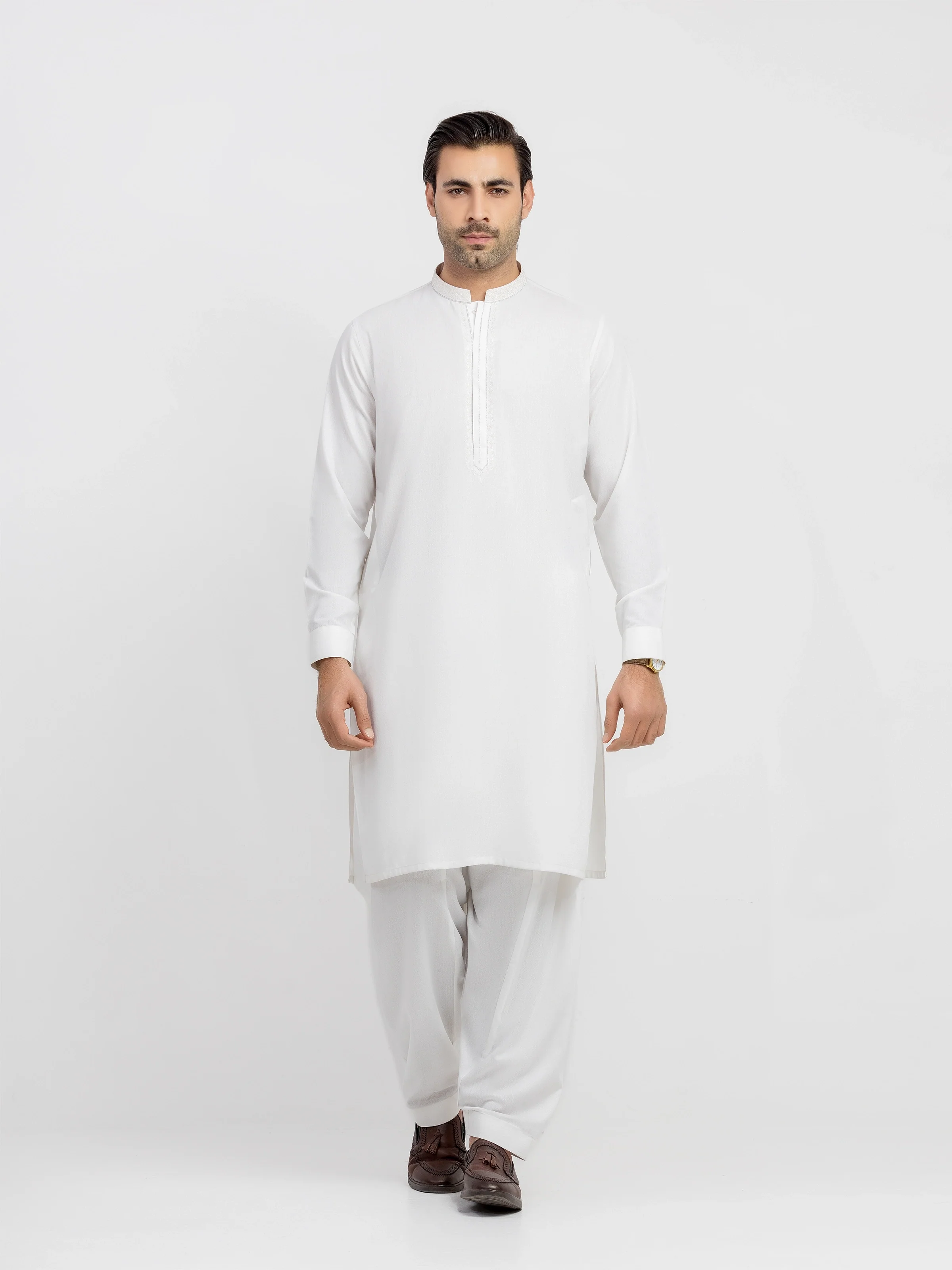 Men's Cream Kurta Shalwar - EMTKS6-41244