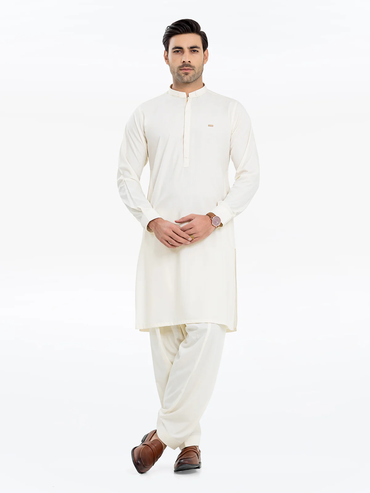 Men's Cream Shalwar Kameez - EMTKST24S-99460