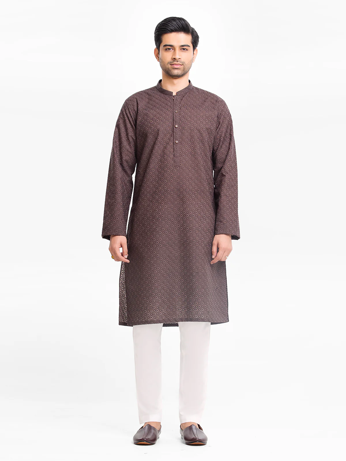 Men's Dark Brown Kurta - EMTK24-99423