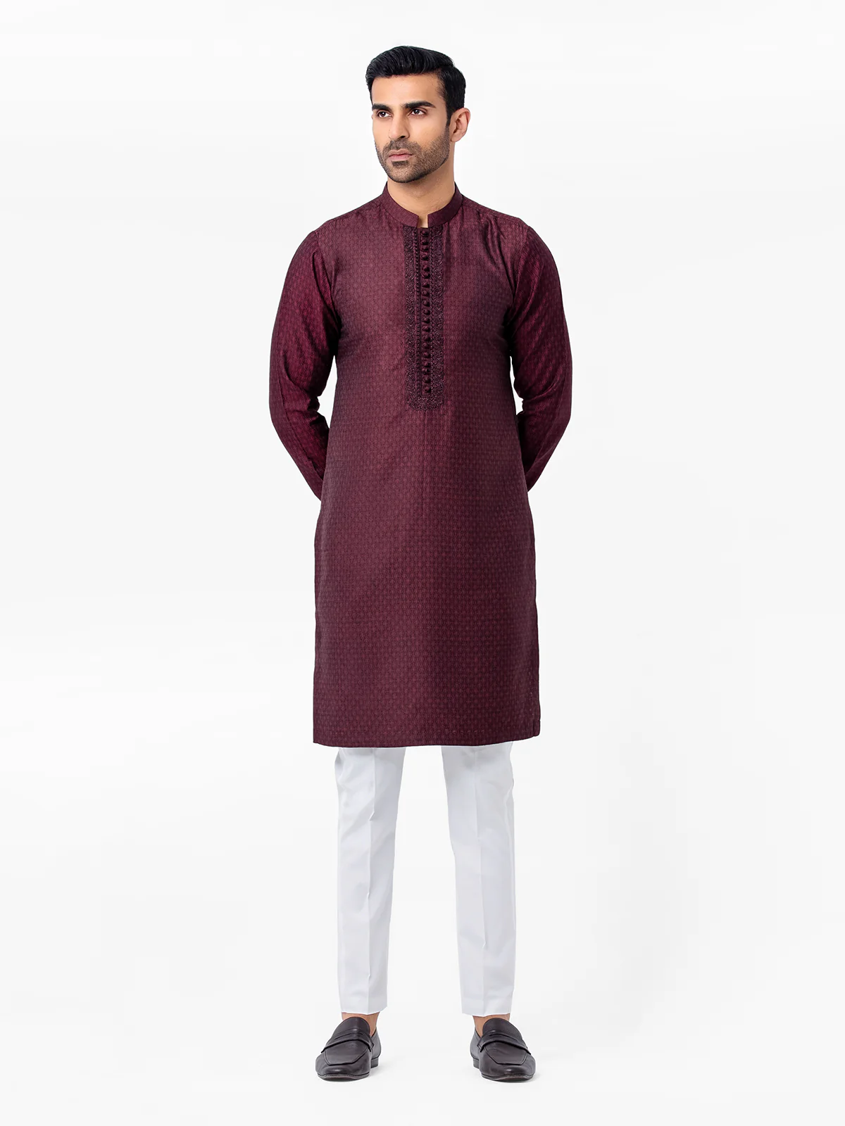 Men's Dark Maroon Kurta - EMTKC23-114