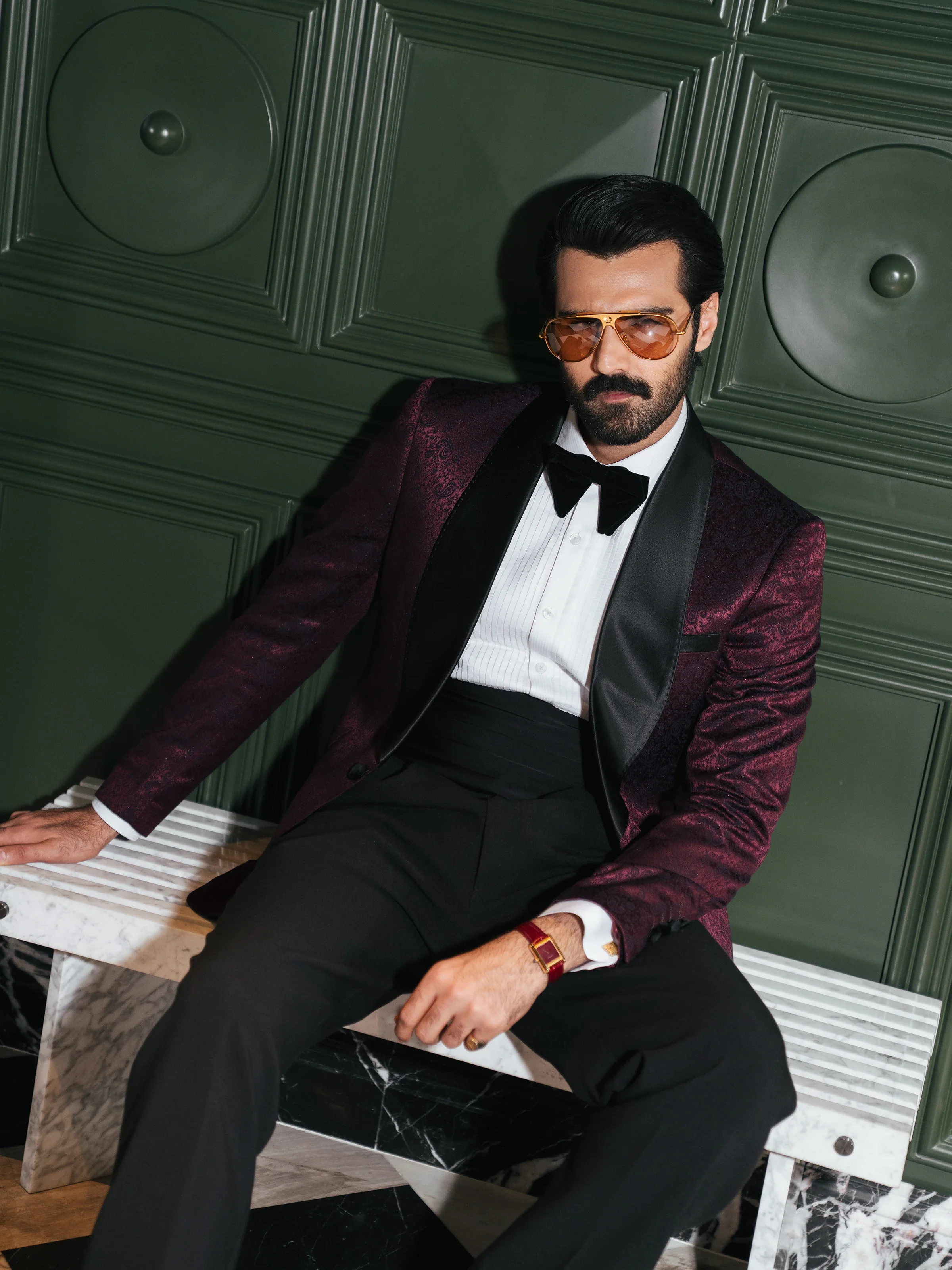 Rounded Shawl Collar Tuxedo Suit - ECMTCPT5-1005 - Image 2