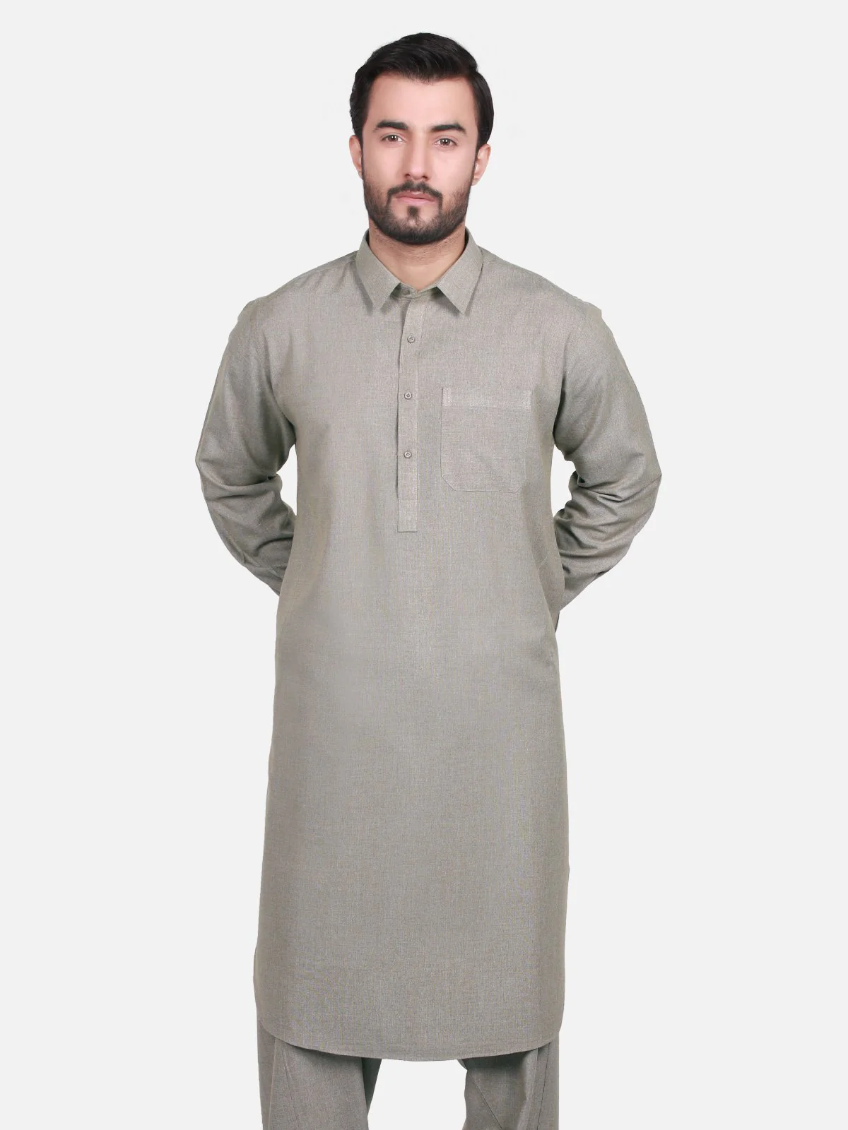 Men's Light Green Shalwar Kameez Plain - EMTKSP18W-40710