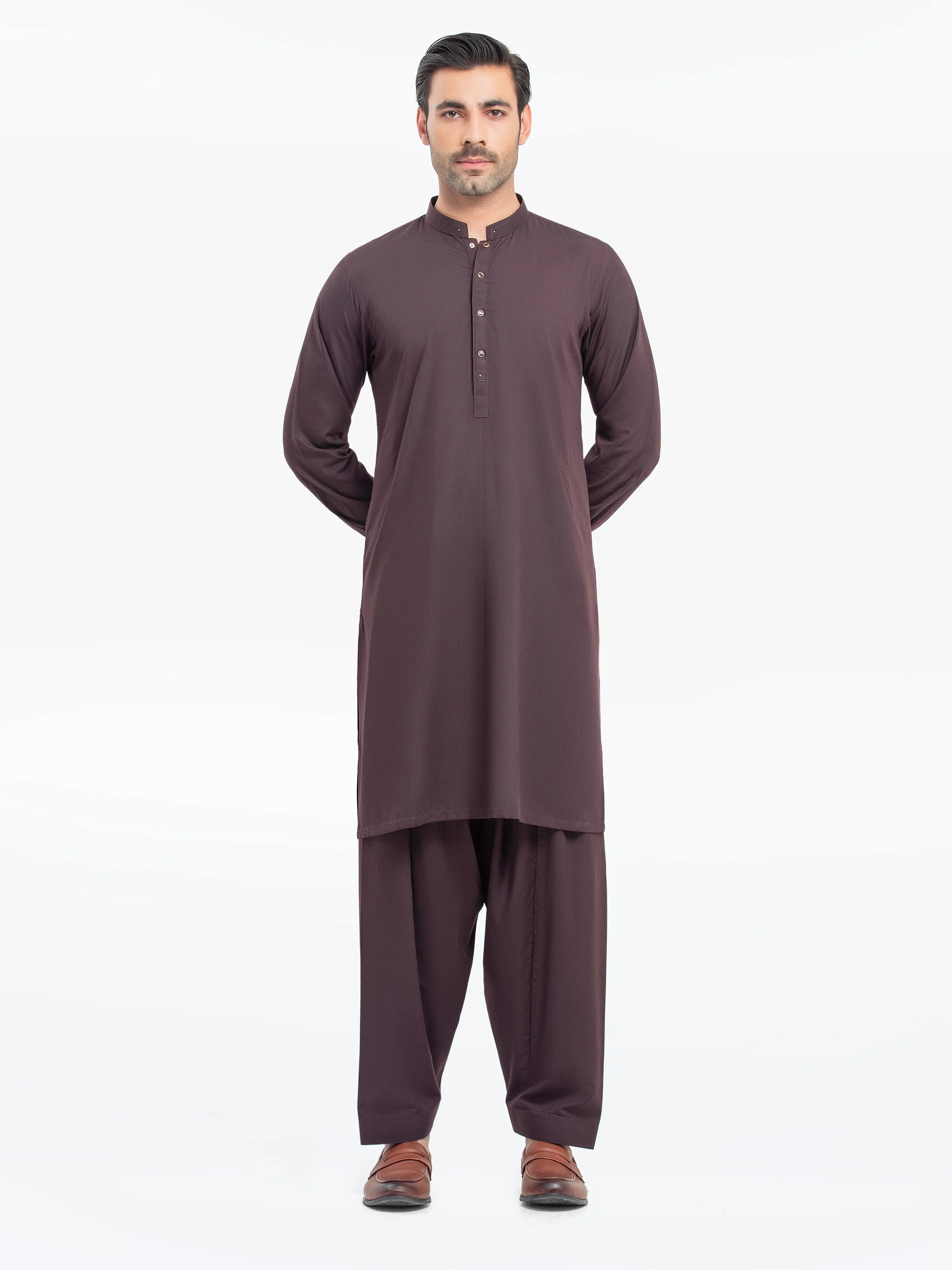 Men's Maroon Shalwar Kameez - EMTKST5-99524