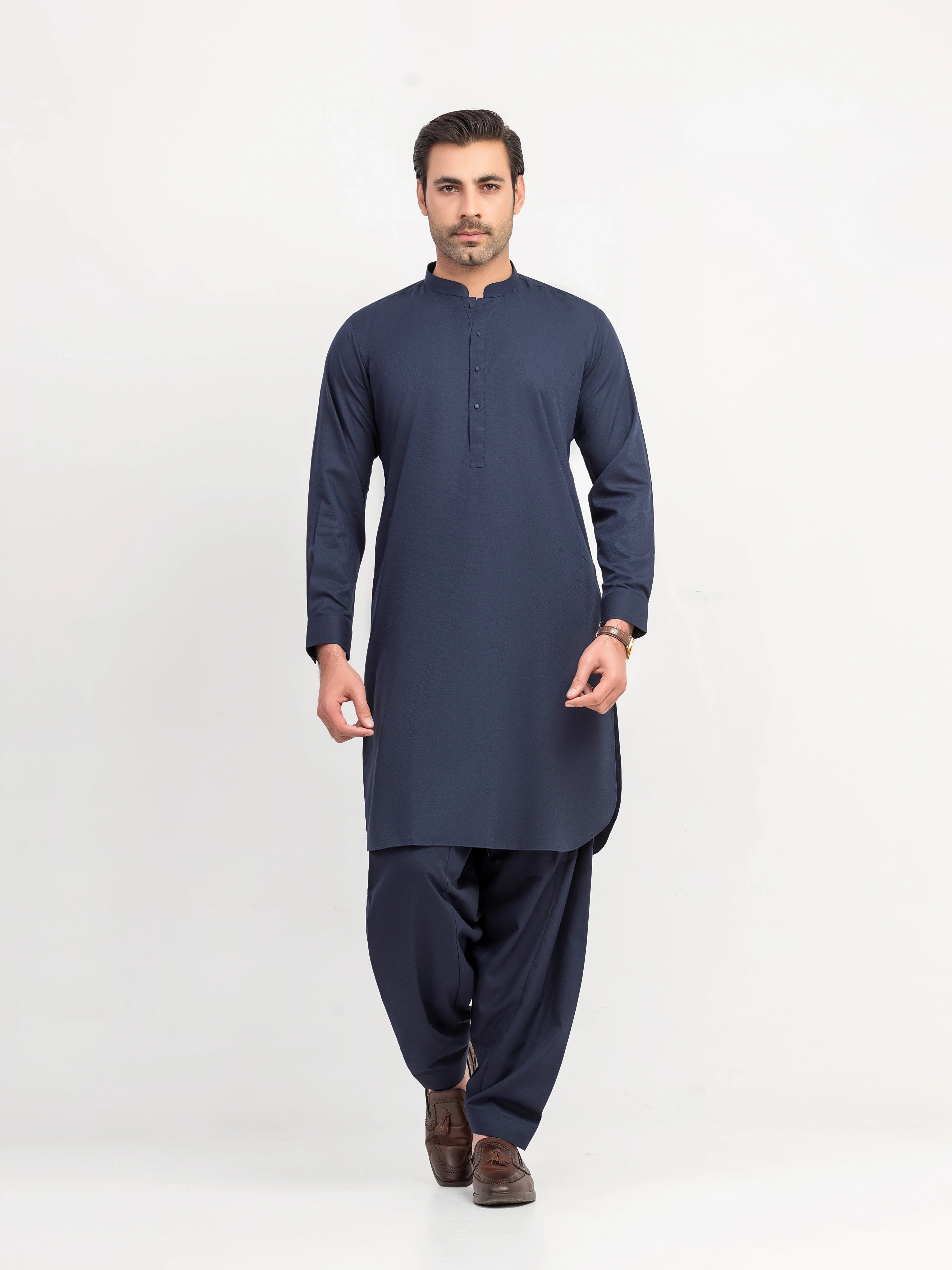 Men's Navy Blue Shalwar Kameez - EMTKST5-99626