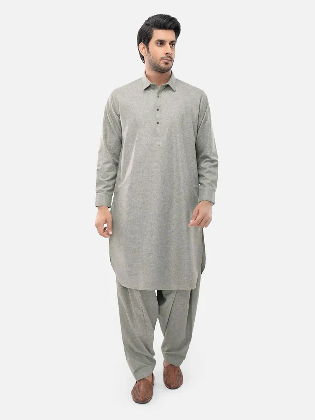 Men's Sage Shalwar Kameez Plain - EMTKSP21W-40928