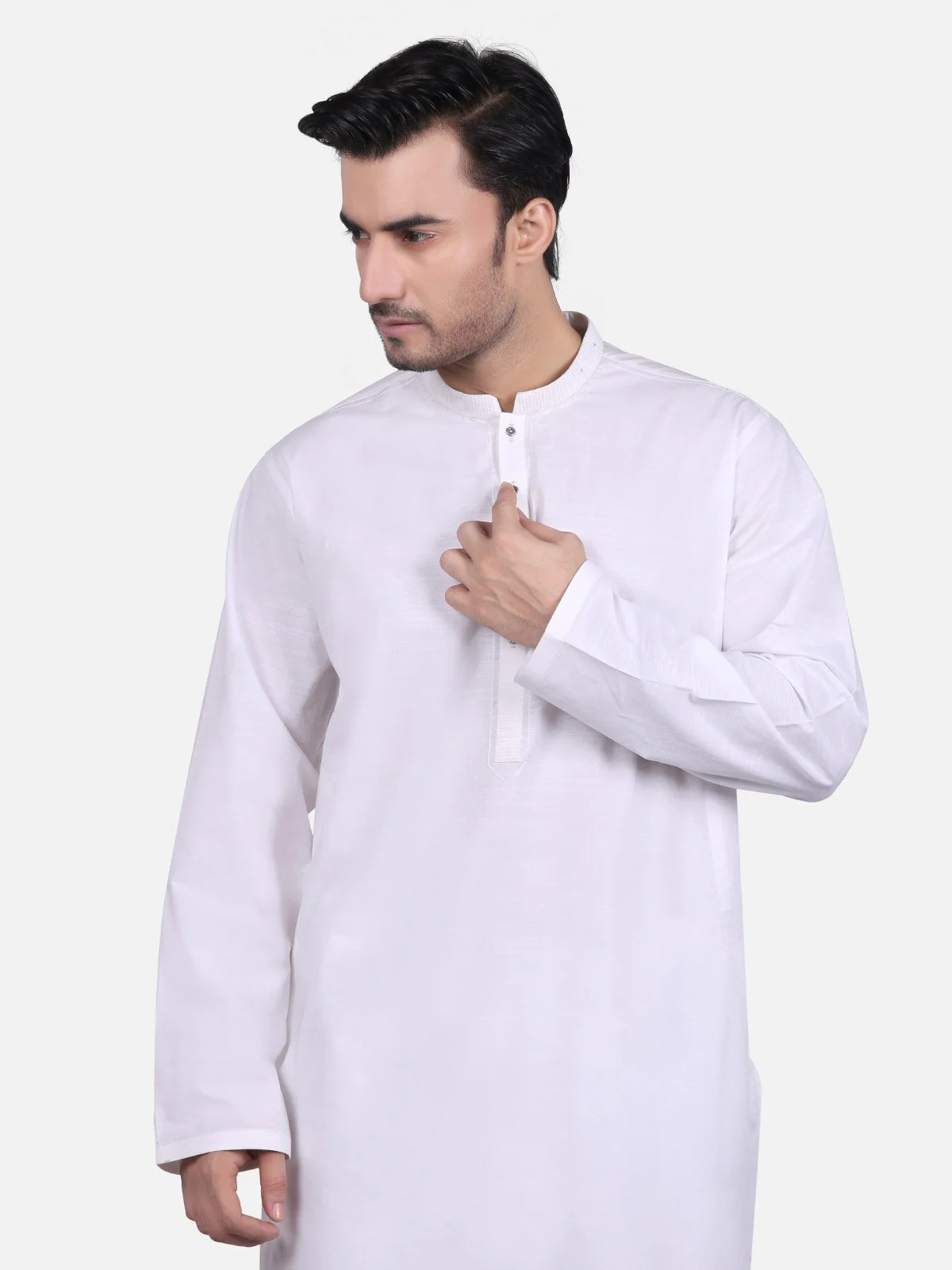 Men's White Shalwar Kameez - EMTKS18S-40673 - Image 2