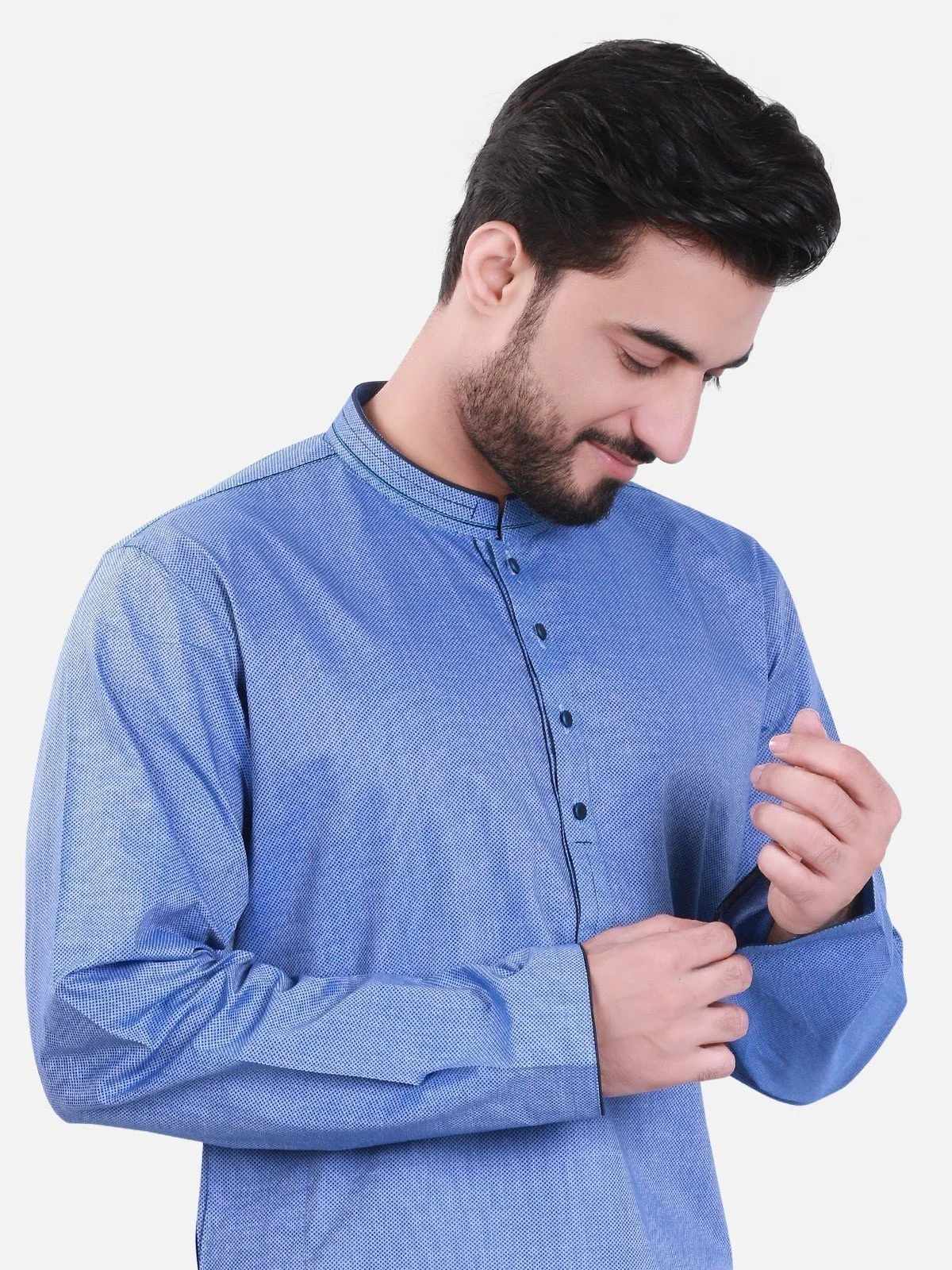 Men's Blue Kurta - MTK-C17S-9314 - Image 3