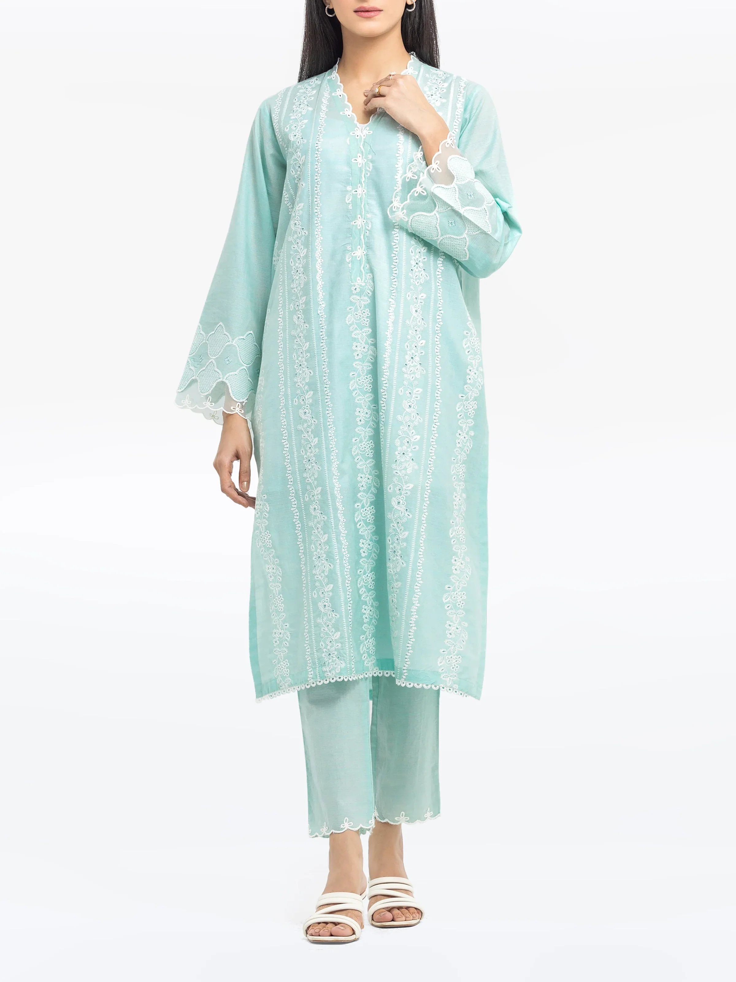Pret Embroidered Cotton Slub Shirt Trouser - EWTKE24-81175ST