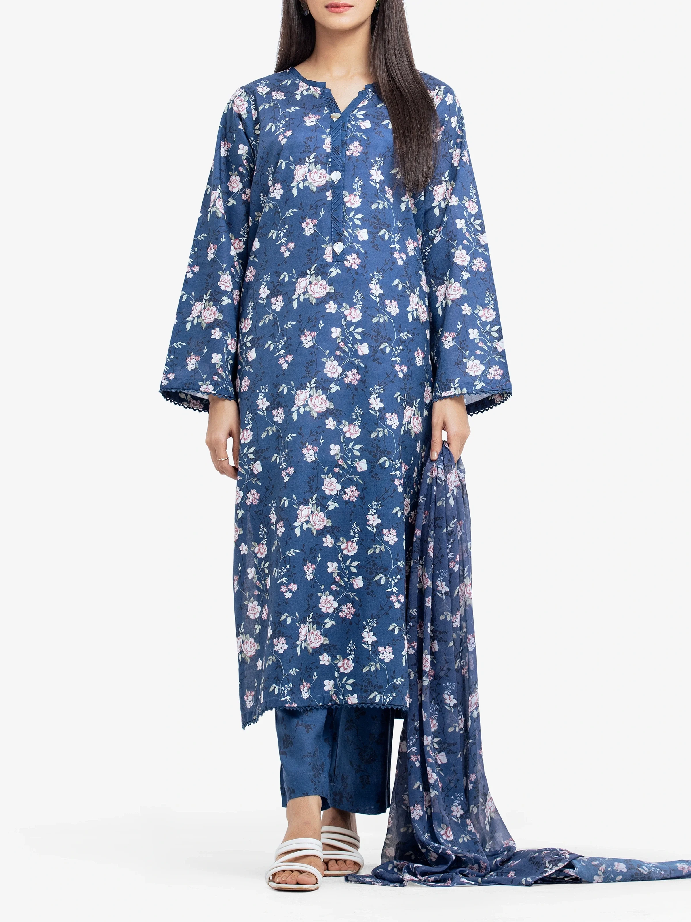Pret Printed Khaddar Shirt Dupatta - EWTKP24-81496SD