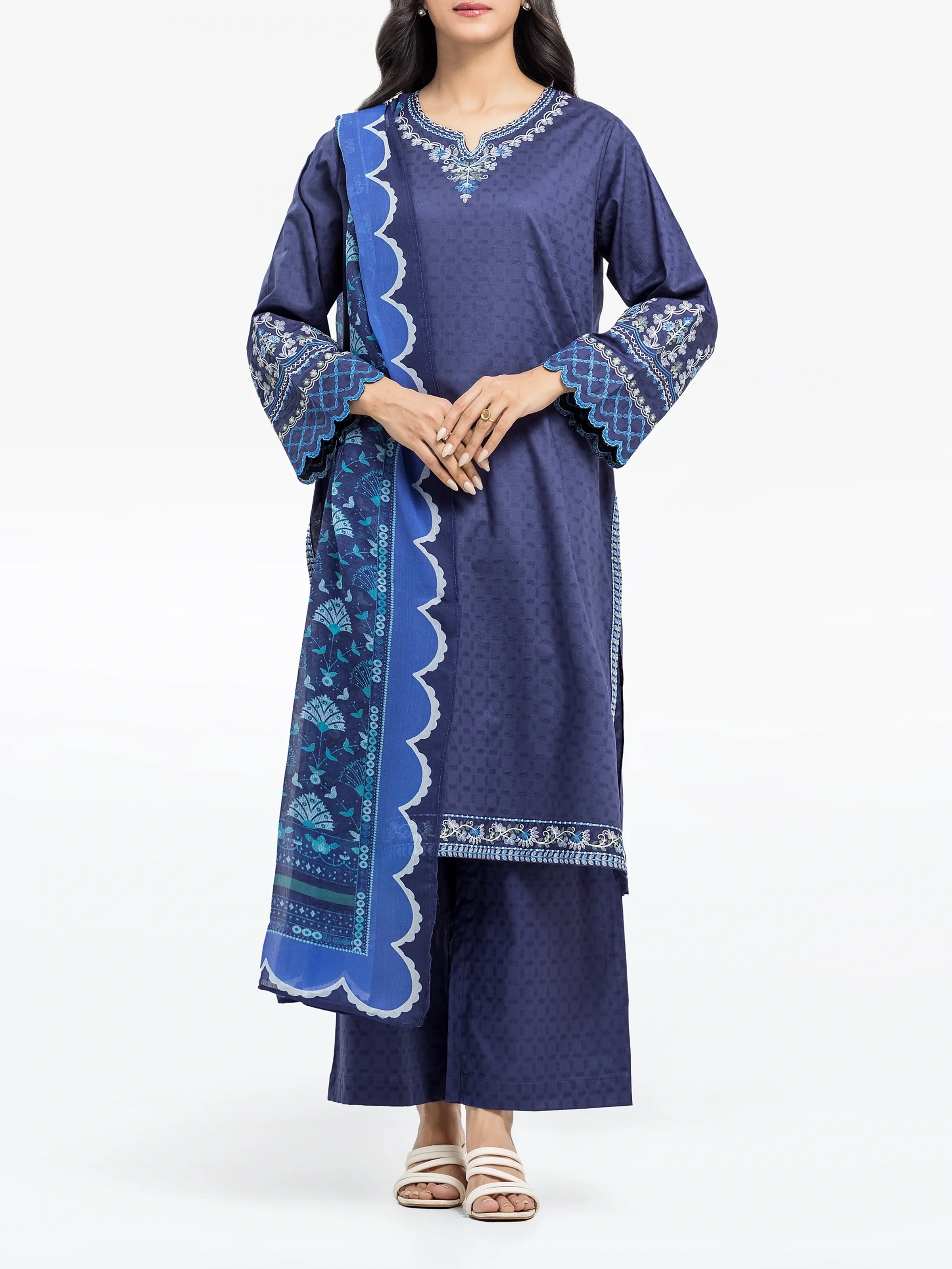 Pret Embroidered Dobby Suit - EWTKE24-81337-3P
