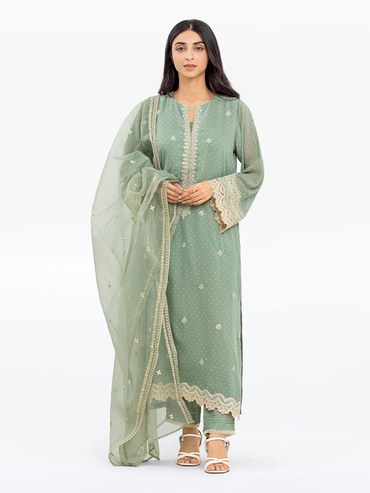 Pret Embroidered Georgette Suit - EWTKE24-69632-3P