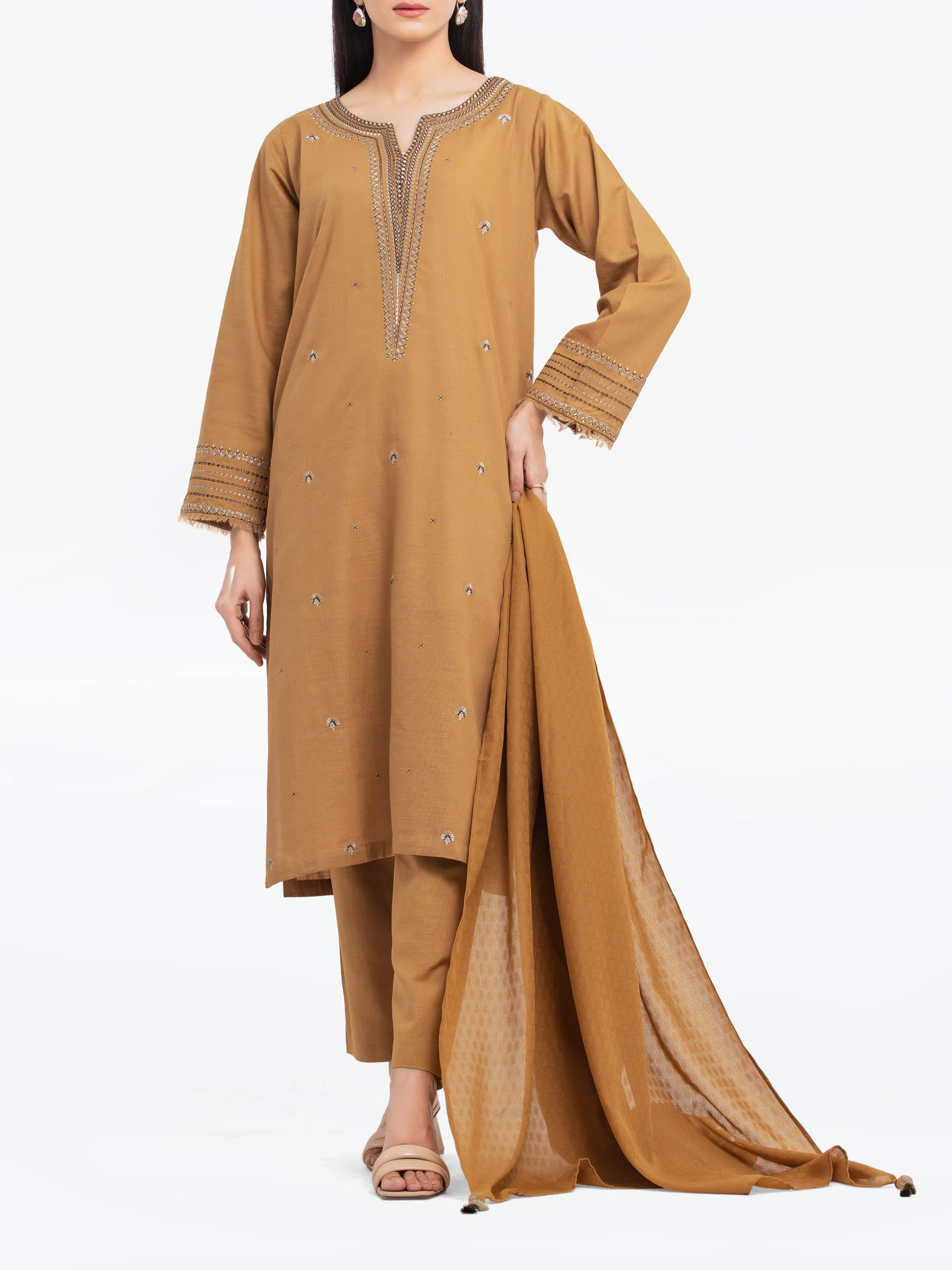 Pret Embroidered Khaddar Suit - EWTKE24-81375-3P