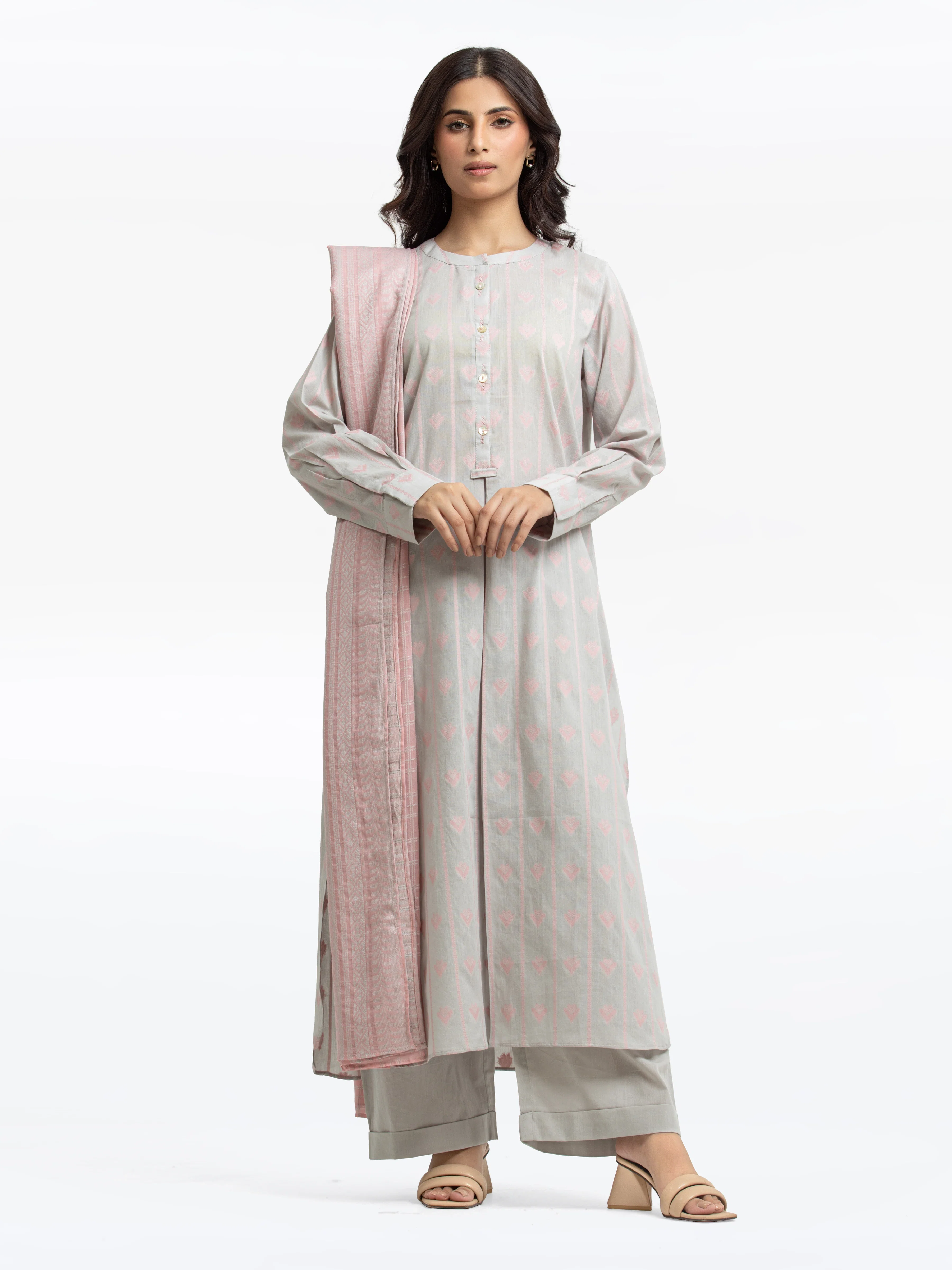 Pret Printed Jacquard Suit - EWTKS24-81167-3P