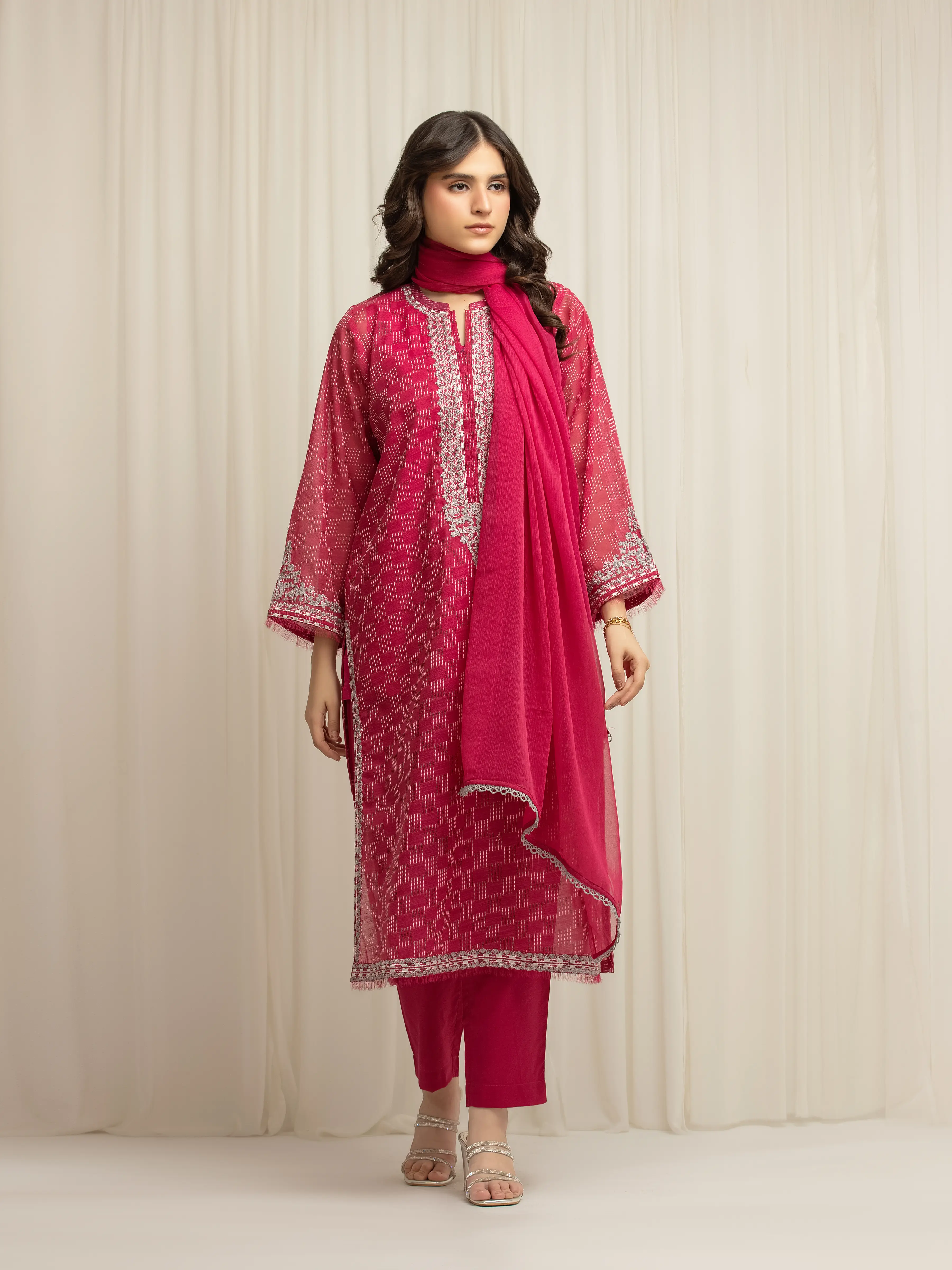 Pret Embroidered Jacquard Lawn Suit - EWTKED5-80318-3P