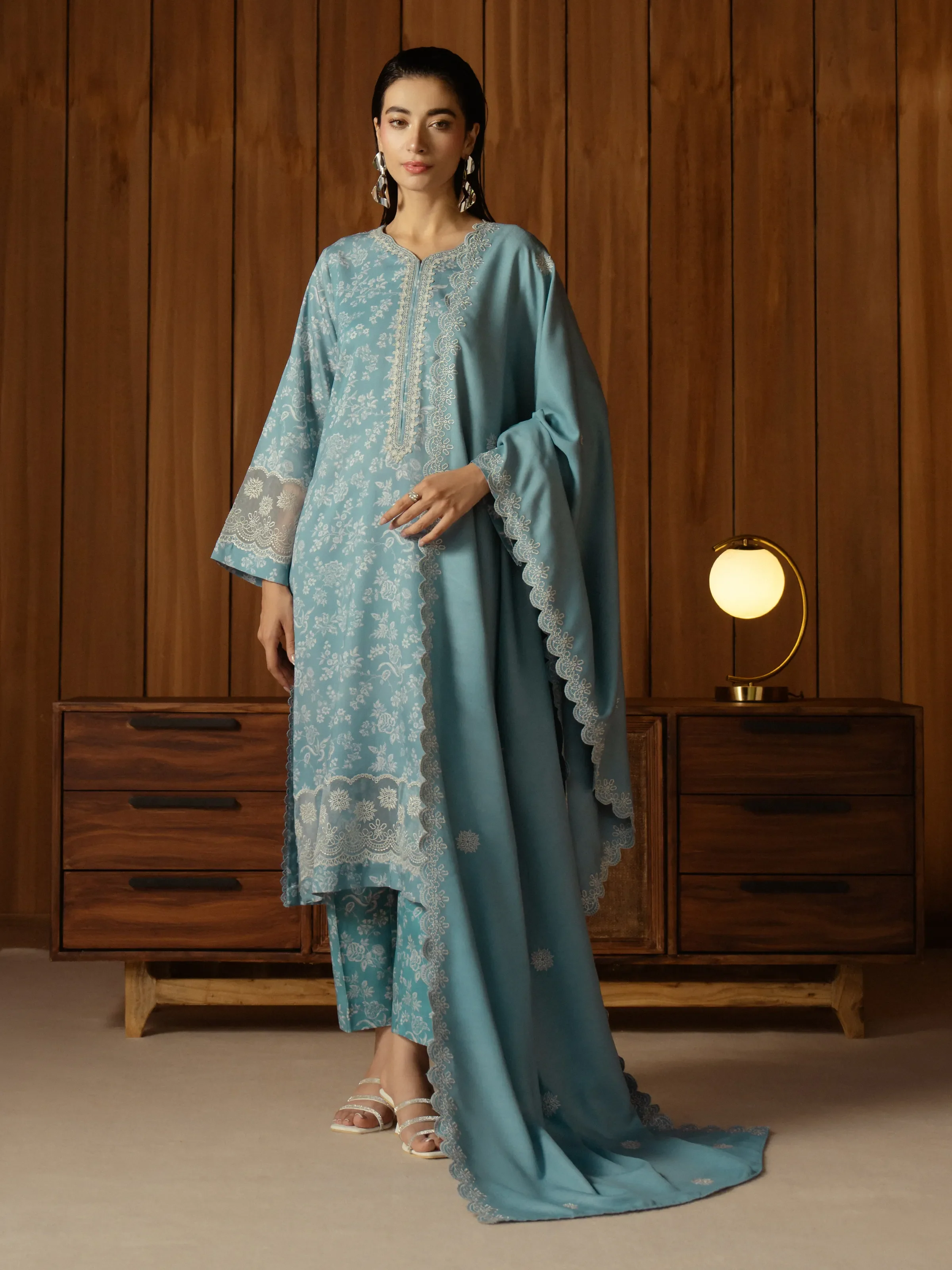 Unstitched Embroidered Marina Twill Suit - EWU24V14-30183-3P