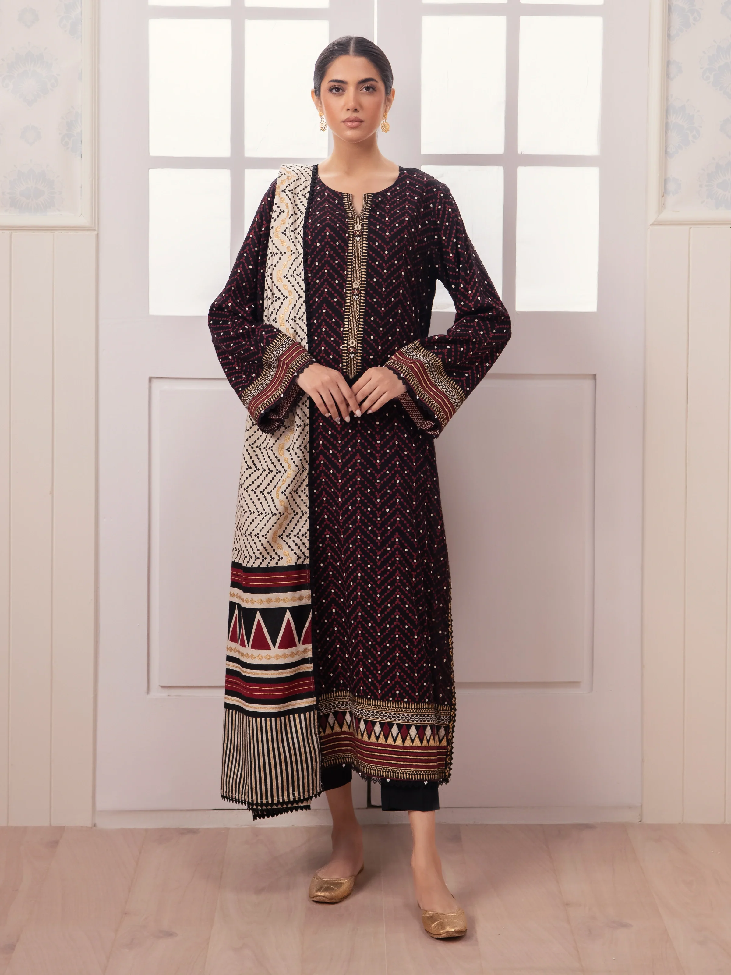 Unstitched Block Print Cambric Suit - EWU24M1-055