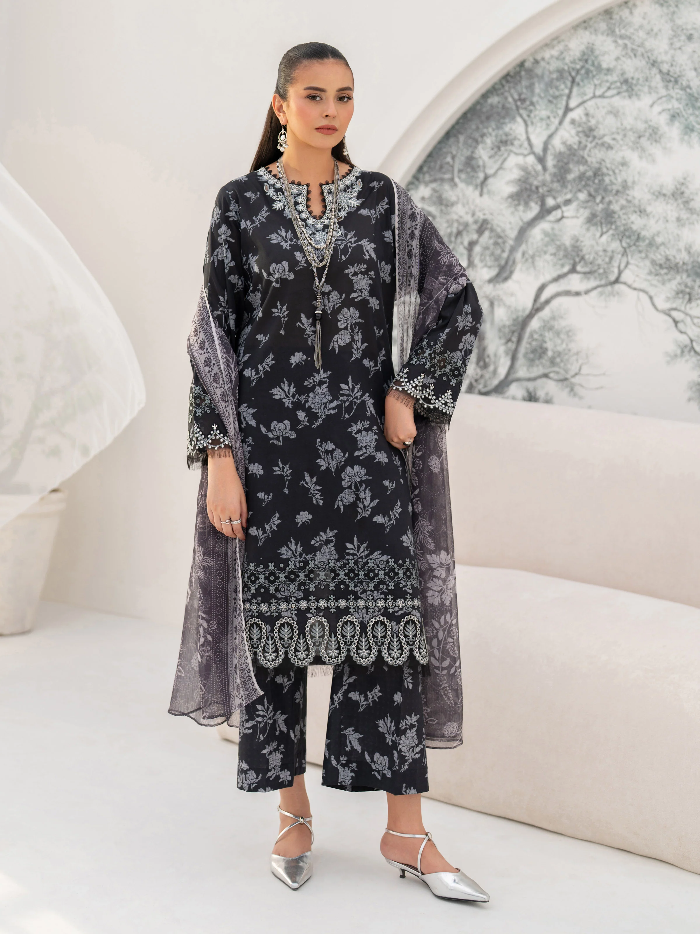 Unstitched Embroidered Lawn Suit - EWU5V1-31476-3P