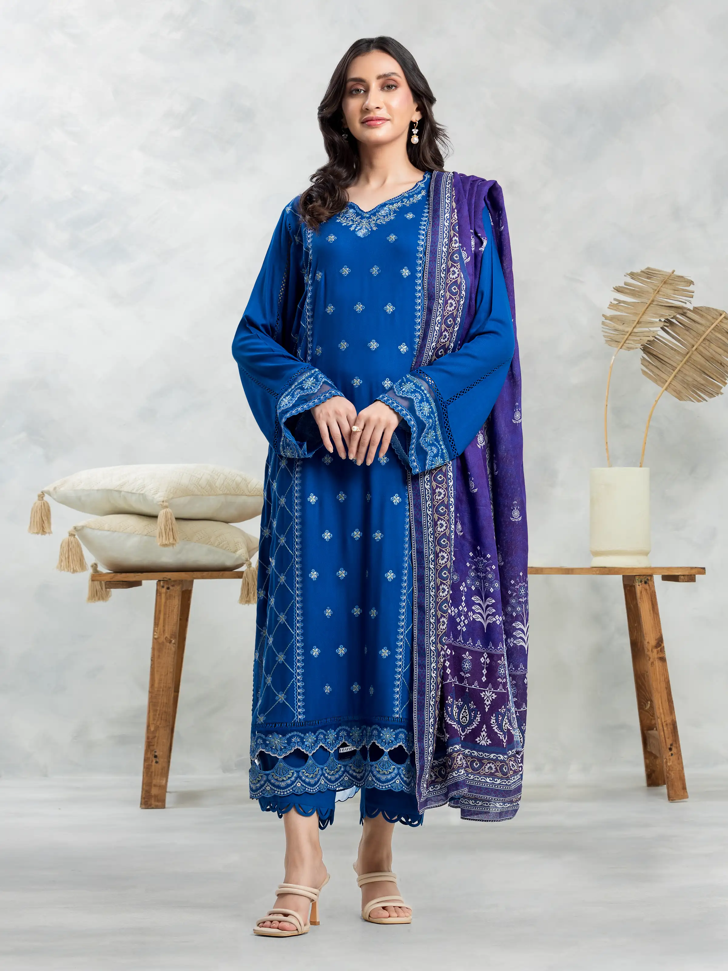 Unstitched Embroidered Viscose Suit - EWU24V13-30229-3P
