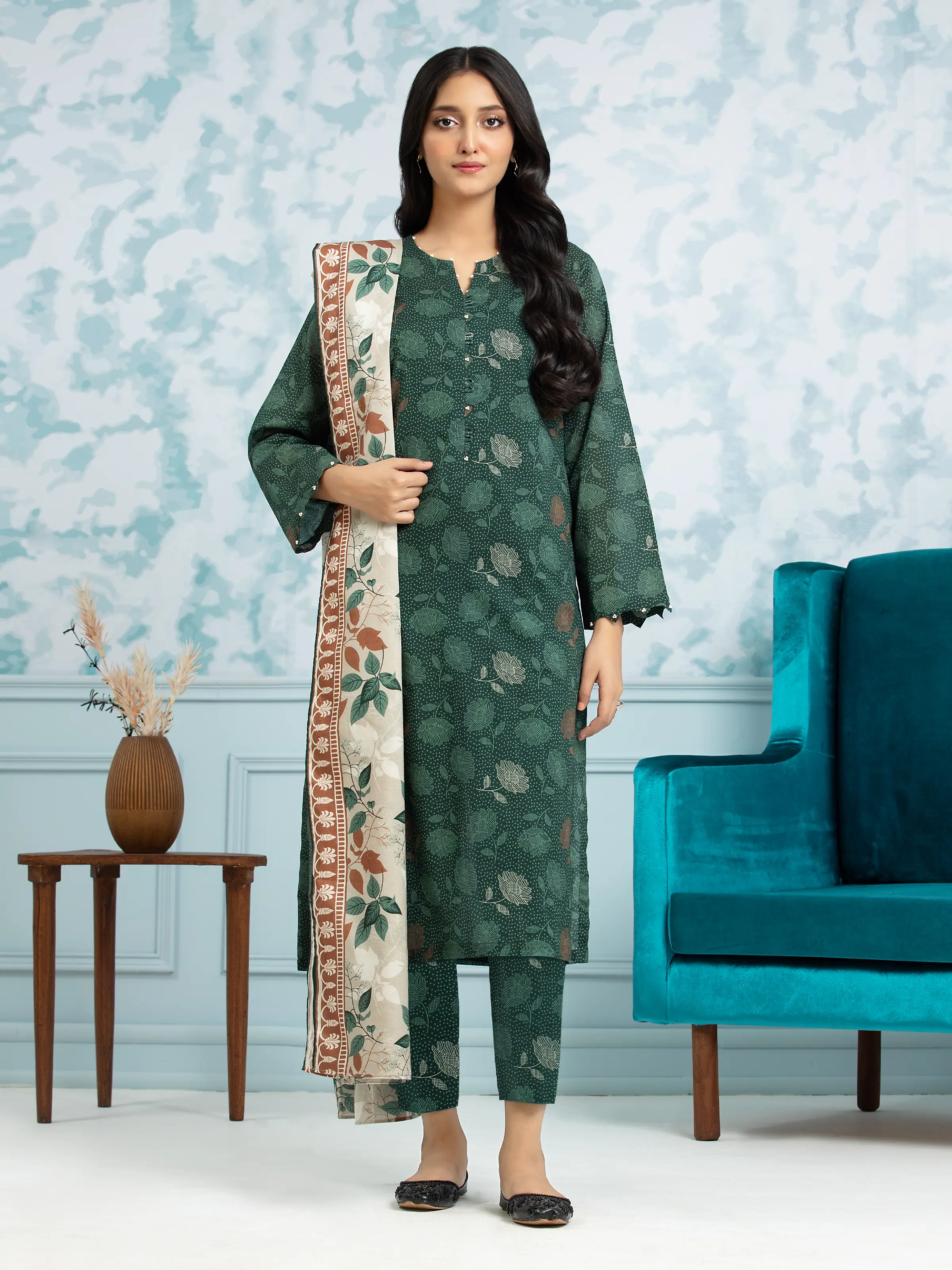 Unstitched Printed Khaddar Suit - EWU24A3-29712-3P