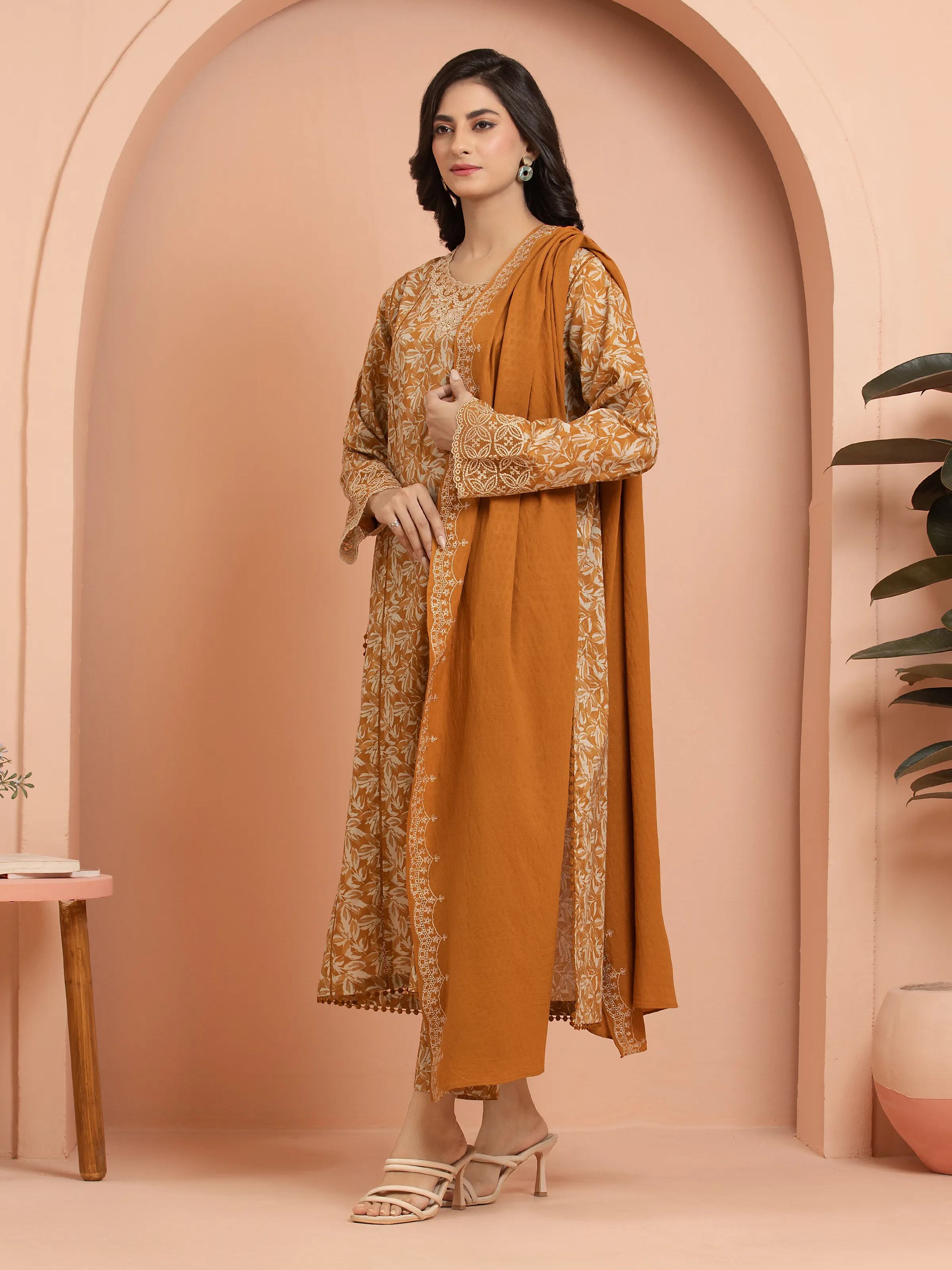 Unstitched Embroidered Khaddar Shirt Trouser - EWU24V11-30198ST - Image 3