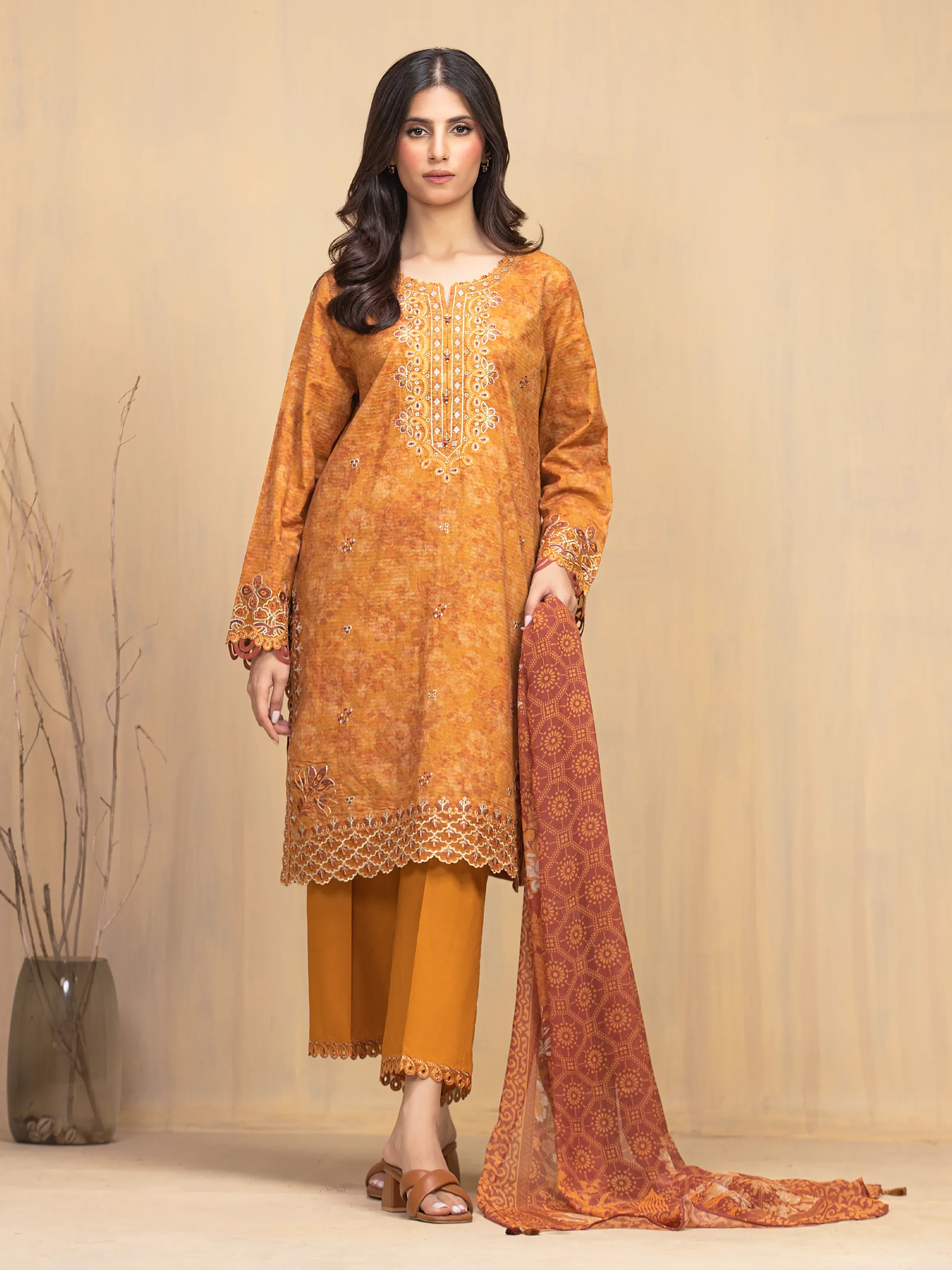 Unstitched Embroidered Lawn Suit - EWU5V1-31902-3P