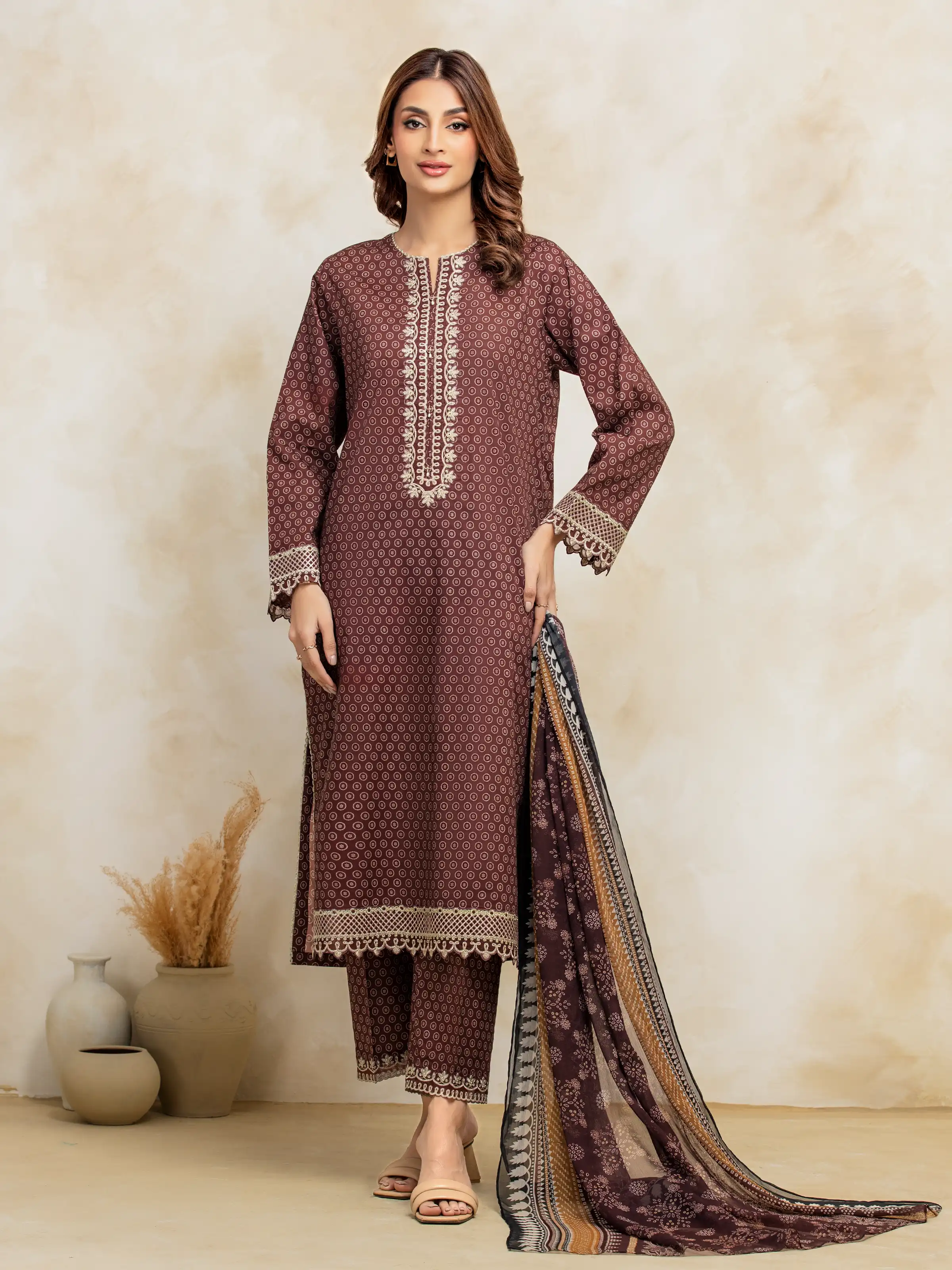Unstitched Embroidered Lawn Suit - EWU5V1-31087-3P