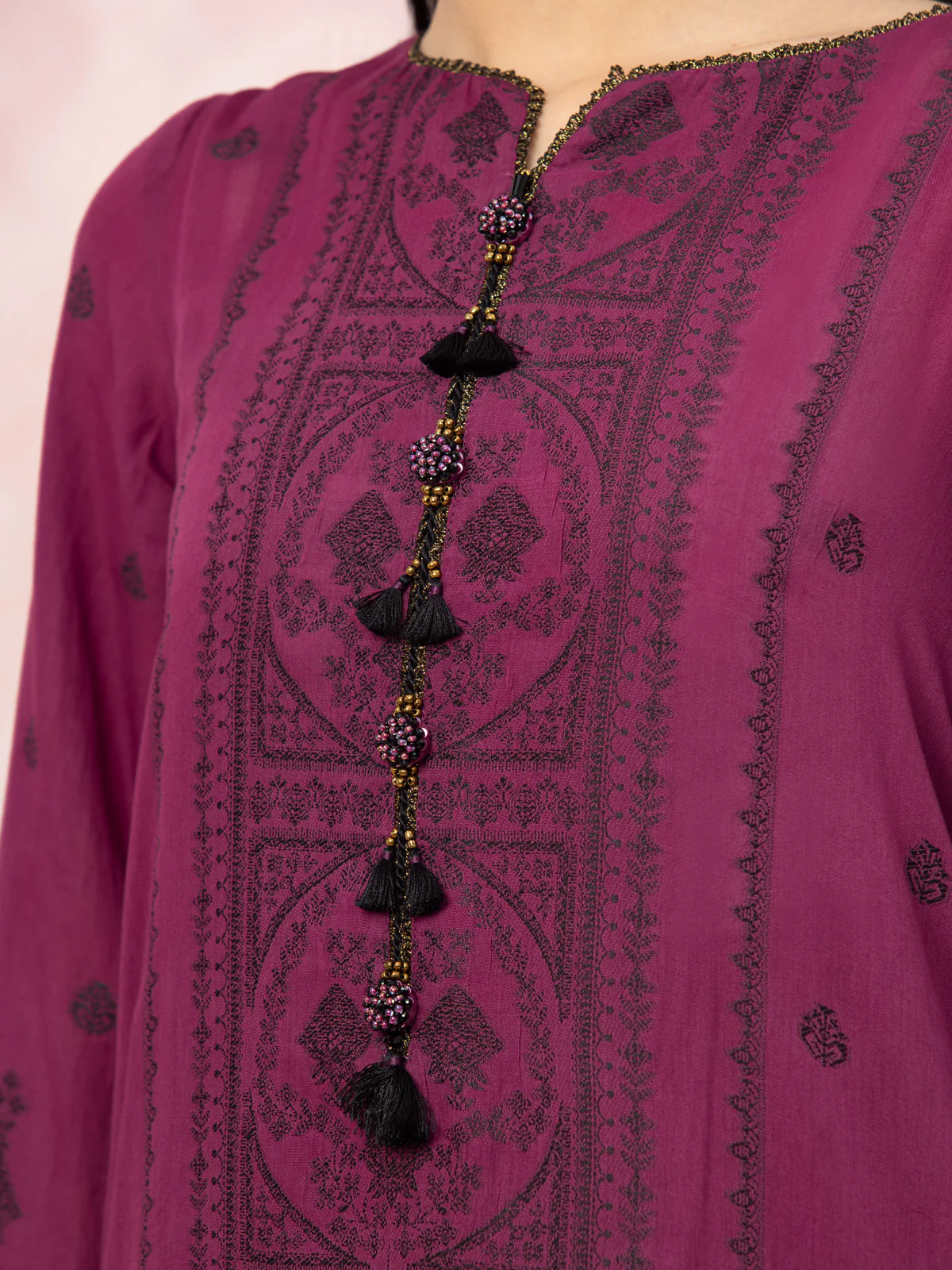 Unstitched Embroidered Jacquard Suit - EWU24V3-26620-3P - Image 5