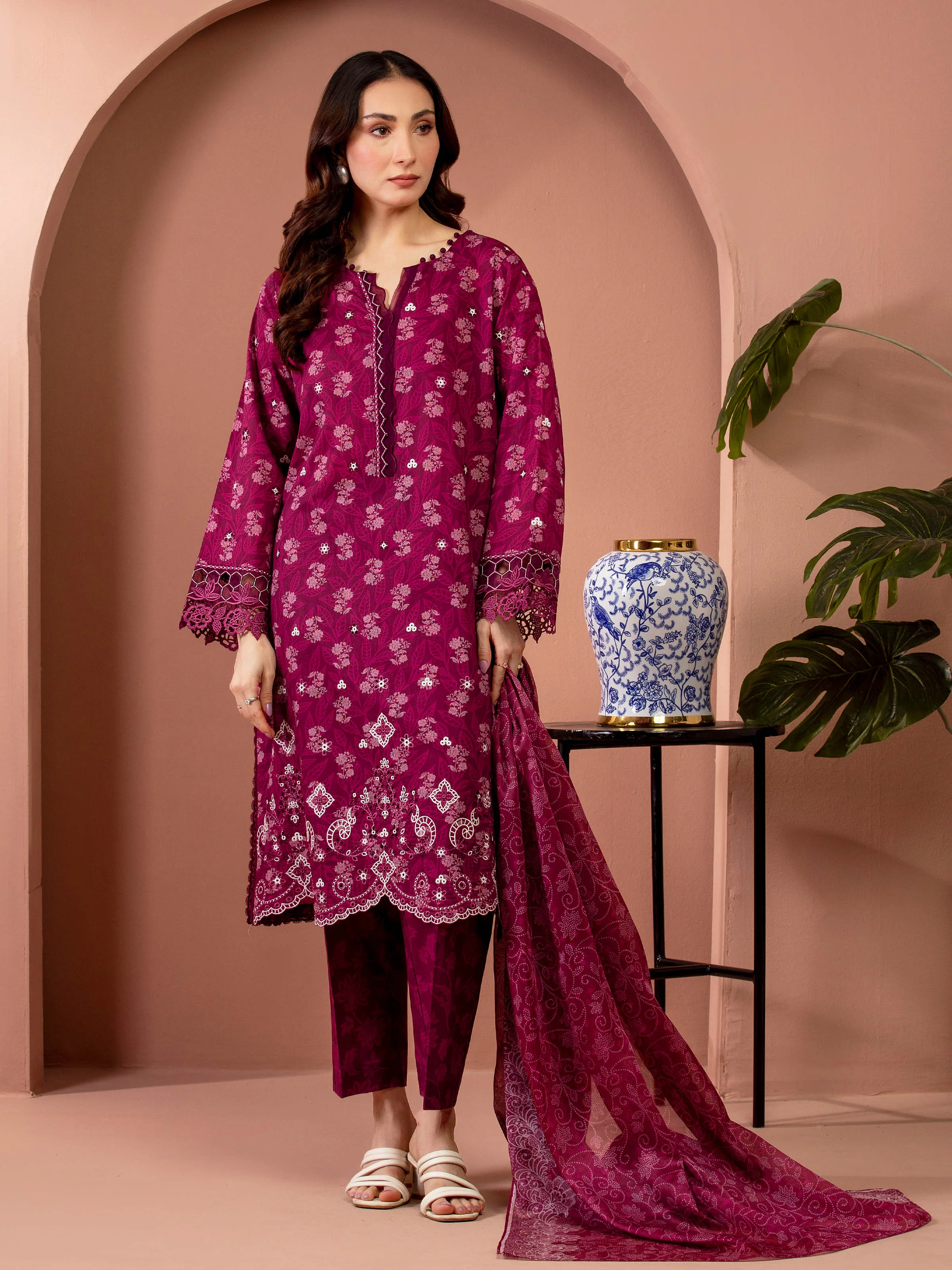Unstitched Embroidered Lawn Suit - EWU5V1-31427-3P