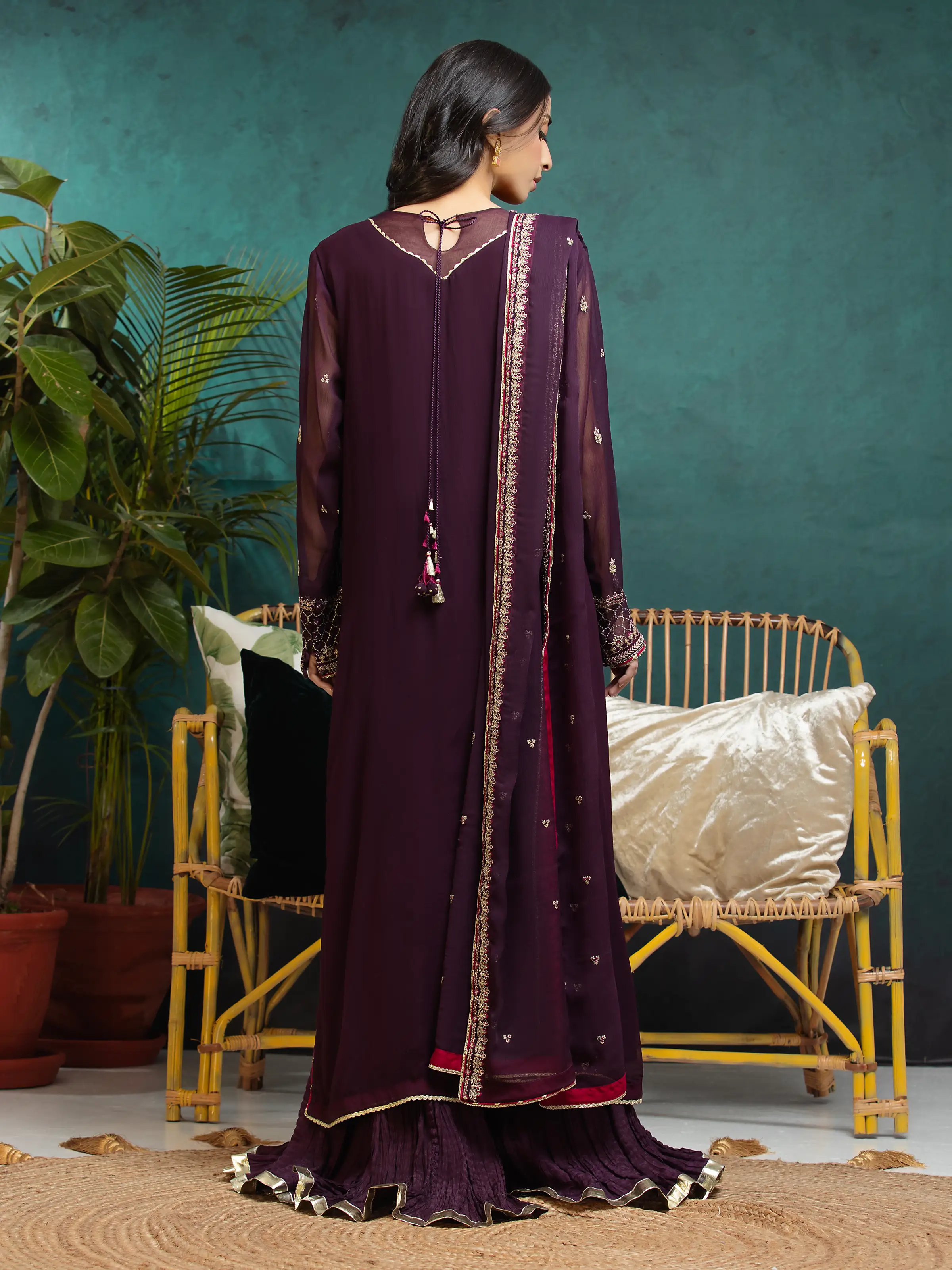 Unstitched Embroidered Chiffon Shirt Trouser - EWU24V5-30328ST - Image 2
